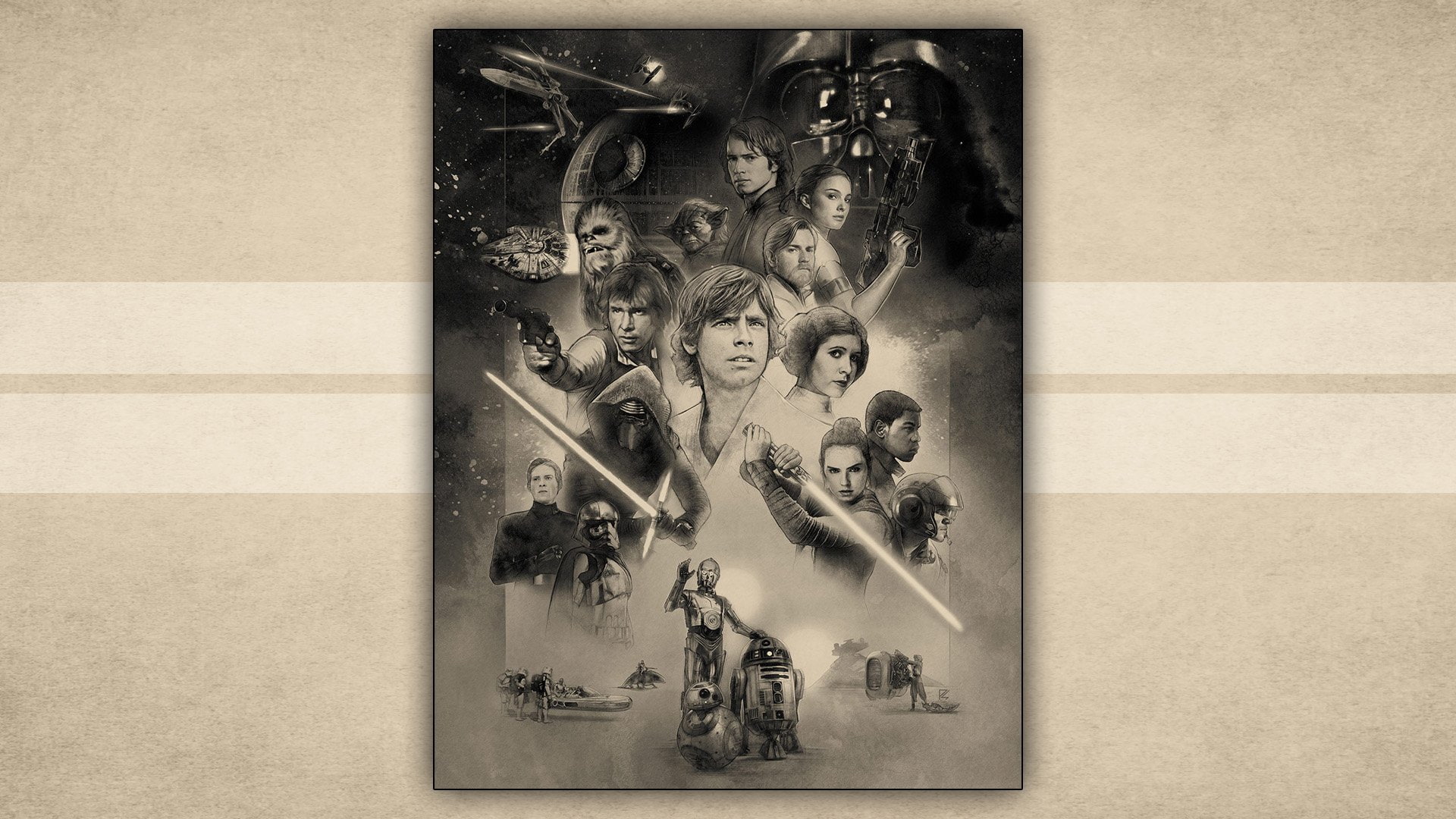 Star Wars, Rey (Star Wars), Kylo Ren, R2-D2, Han Solo, history, the past, Chewbacca, close-up, male likeness, creativity, craft, wood - material, studio shot, HD Wallpaper