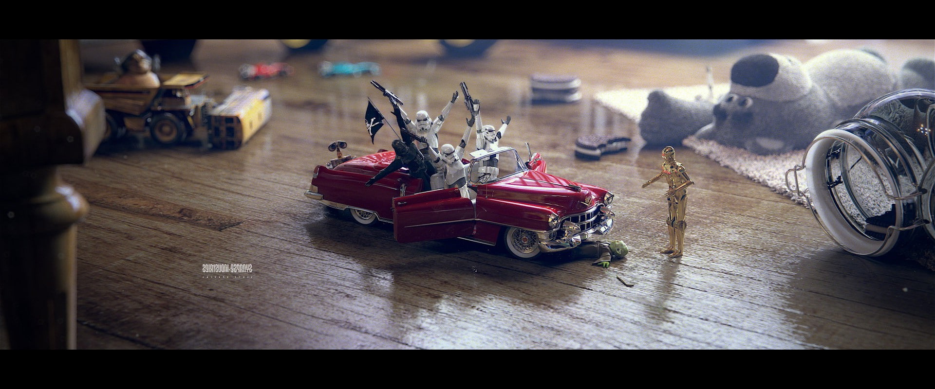 representation, wood - material, Star Wars, transportation, figurine, flooring, wheel, table, humor, mode of transportation, toy, Yoda, holiday, focus on foreground, HD Wallpaper