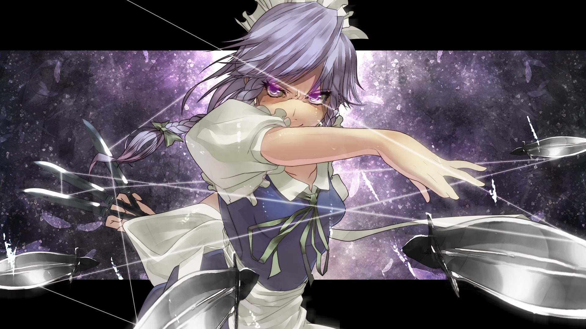 touhou, maids, 1080P, sakuya, gray, hair, izayoi, band, HD Wallpaper