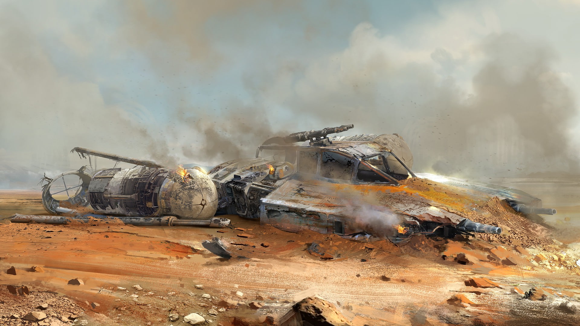 artwork, deterioration, mode of transportation, burning, accidents and disasters, science fiction, outdoors, no people, destruction, Wreck, Crash, abandoned, HD Wallpaper