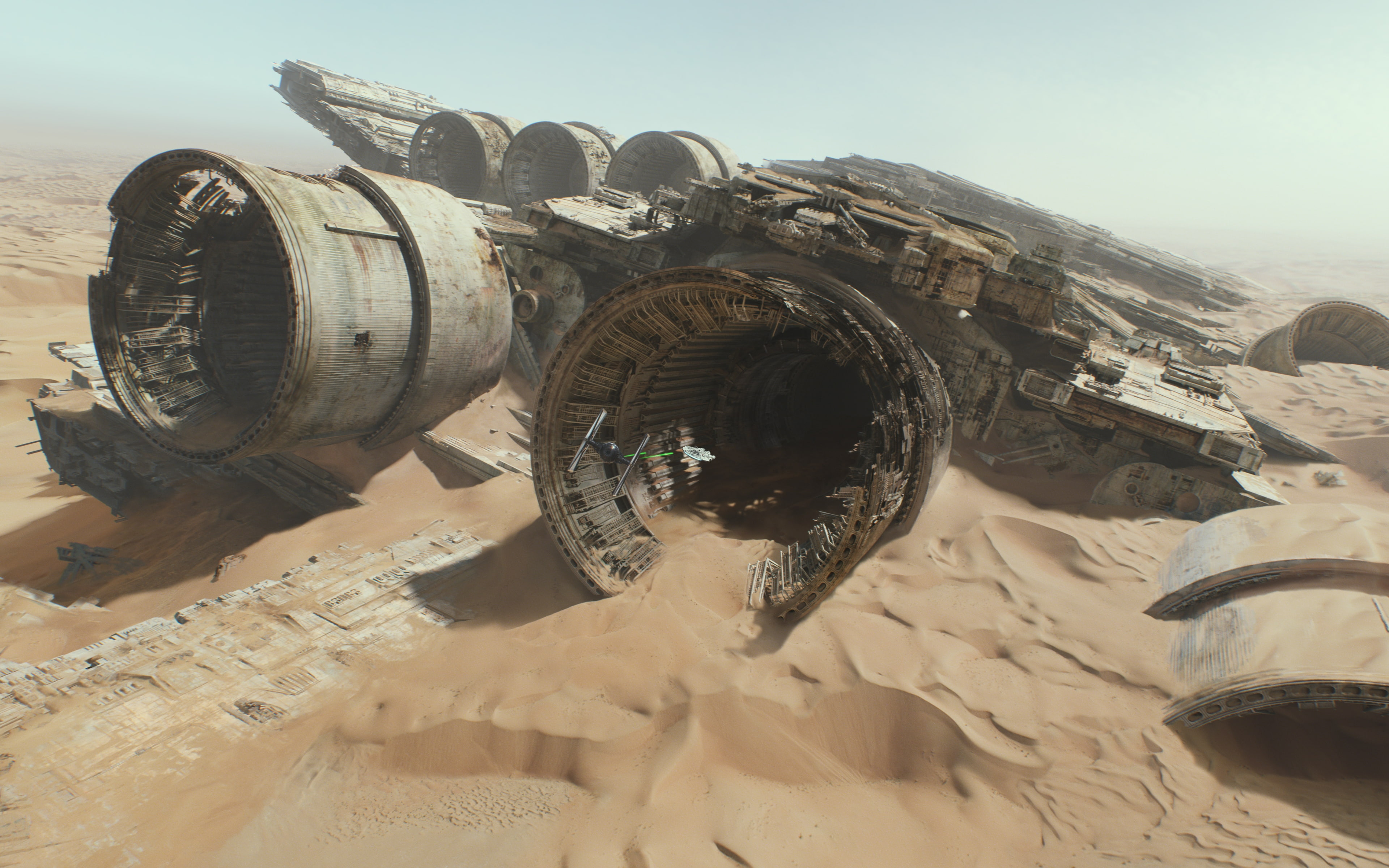 desert, ruin, star, 4K, awakens, force, star wars, ship, wars, HD Wallpaper