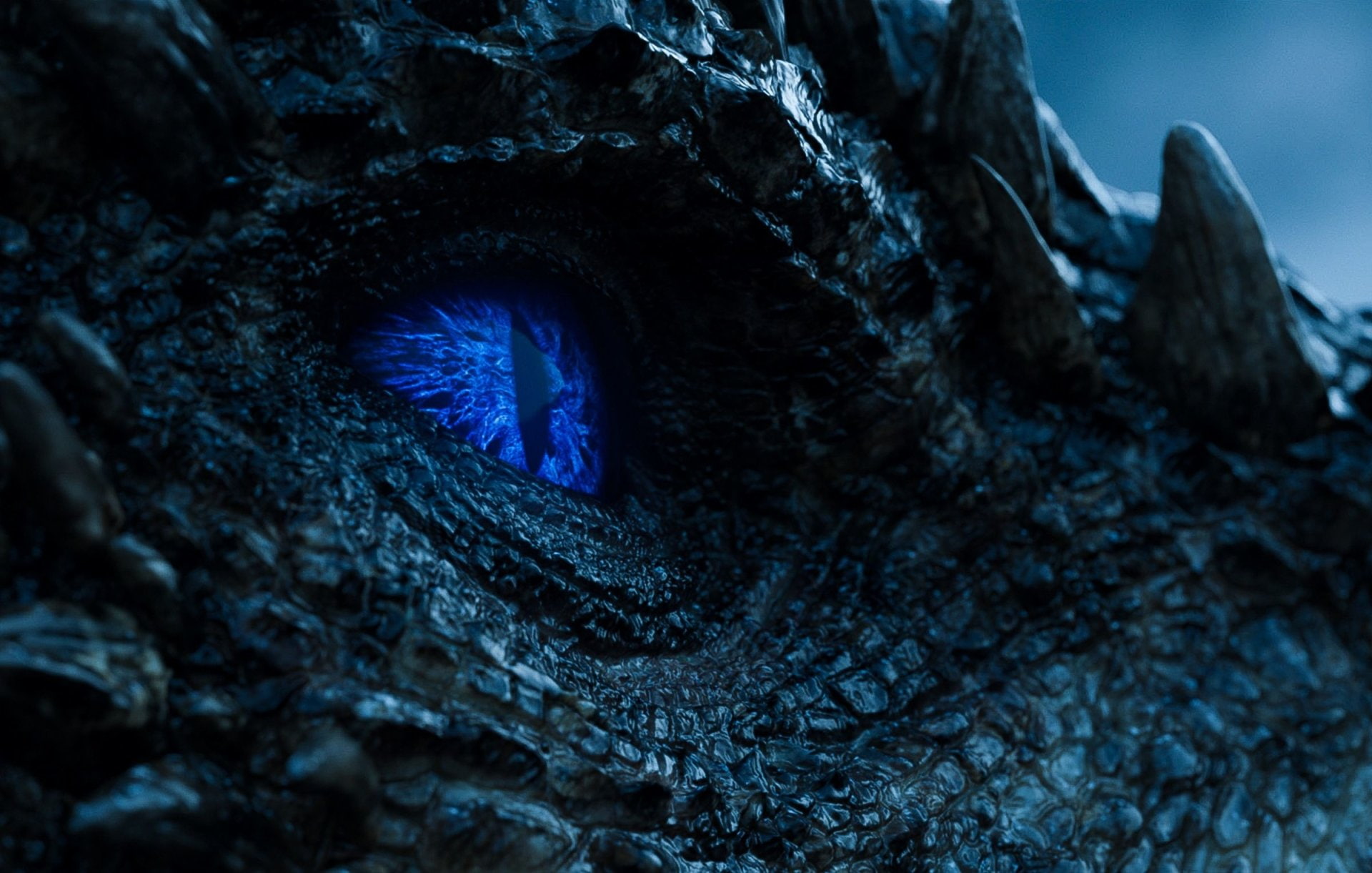 blue, animal wildlife, close-up, animals in the wild, spooky, 1080P, Game Of Thrones, Dragon, beauty in nature, nature, sea, outdoors, eye, rock, TV Show, HD Wallpaper