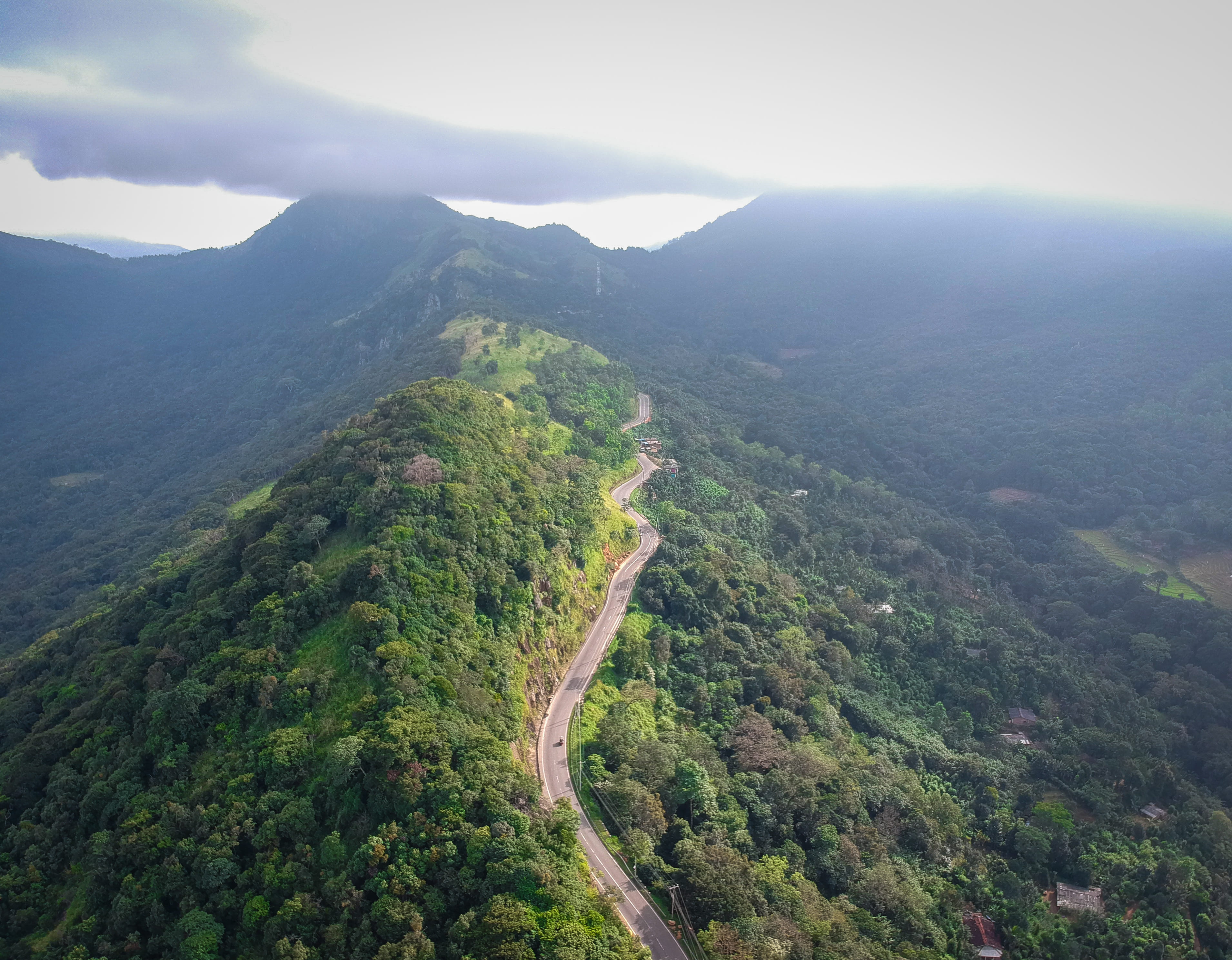 aerial view, idyllic, 2K, plant, road, landscape, nature, sky, vegetation, mountain, sri lanka, high angle view, hill, kandy, green color, outdoors, kandy-mahiyangane-padiyatalawa hwy, HD Wallpaper