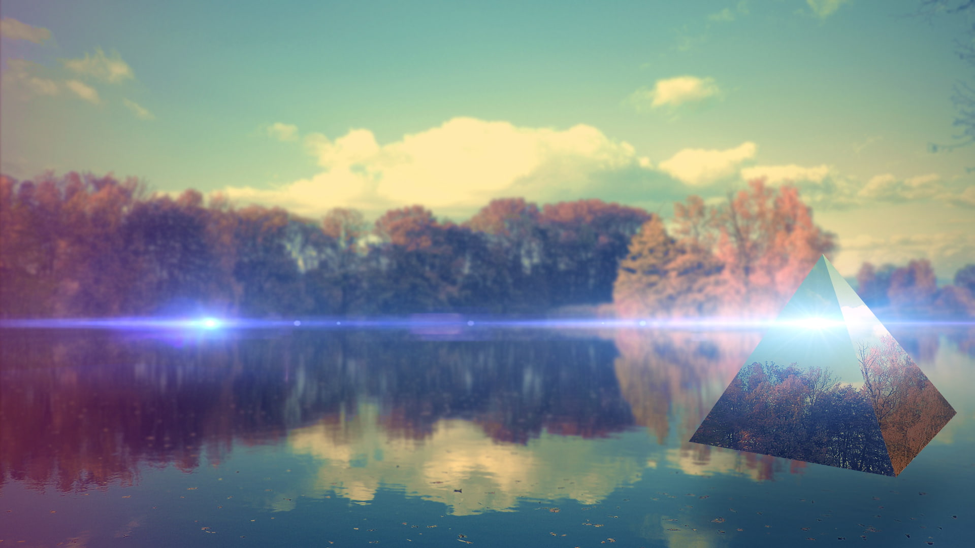 lake, hd, digital/artwork, 1080P, pyramid, HD Wallpaper