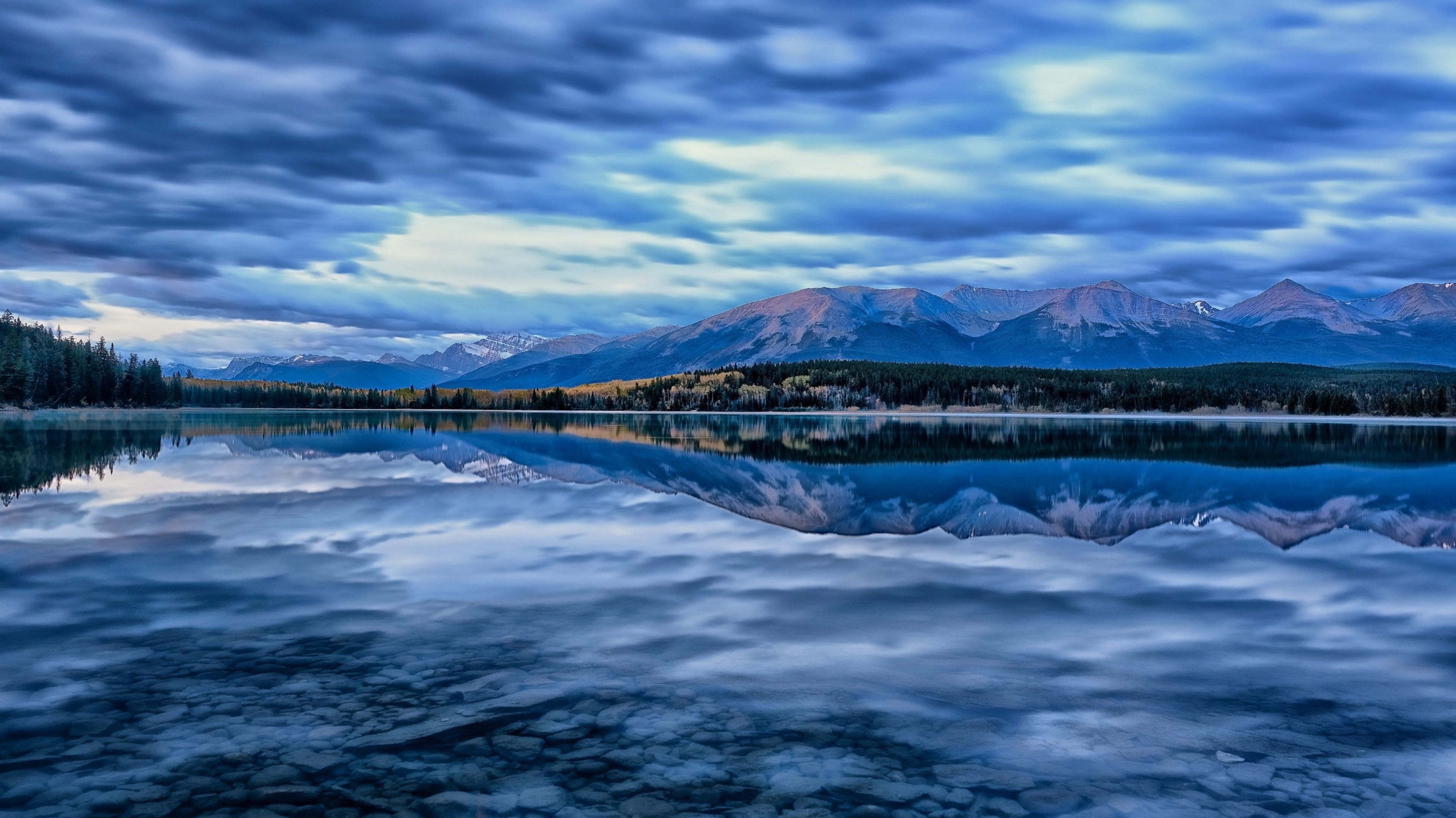 national, canada, alberta, reflection, nature, mountains, park, 4K, lake, clouds, pyramid, landscape, jasper, HD Wallpaper
