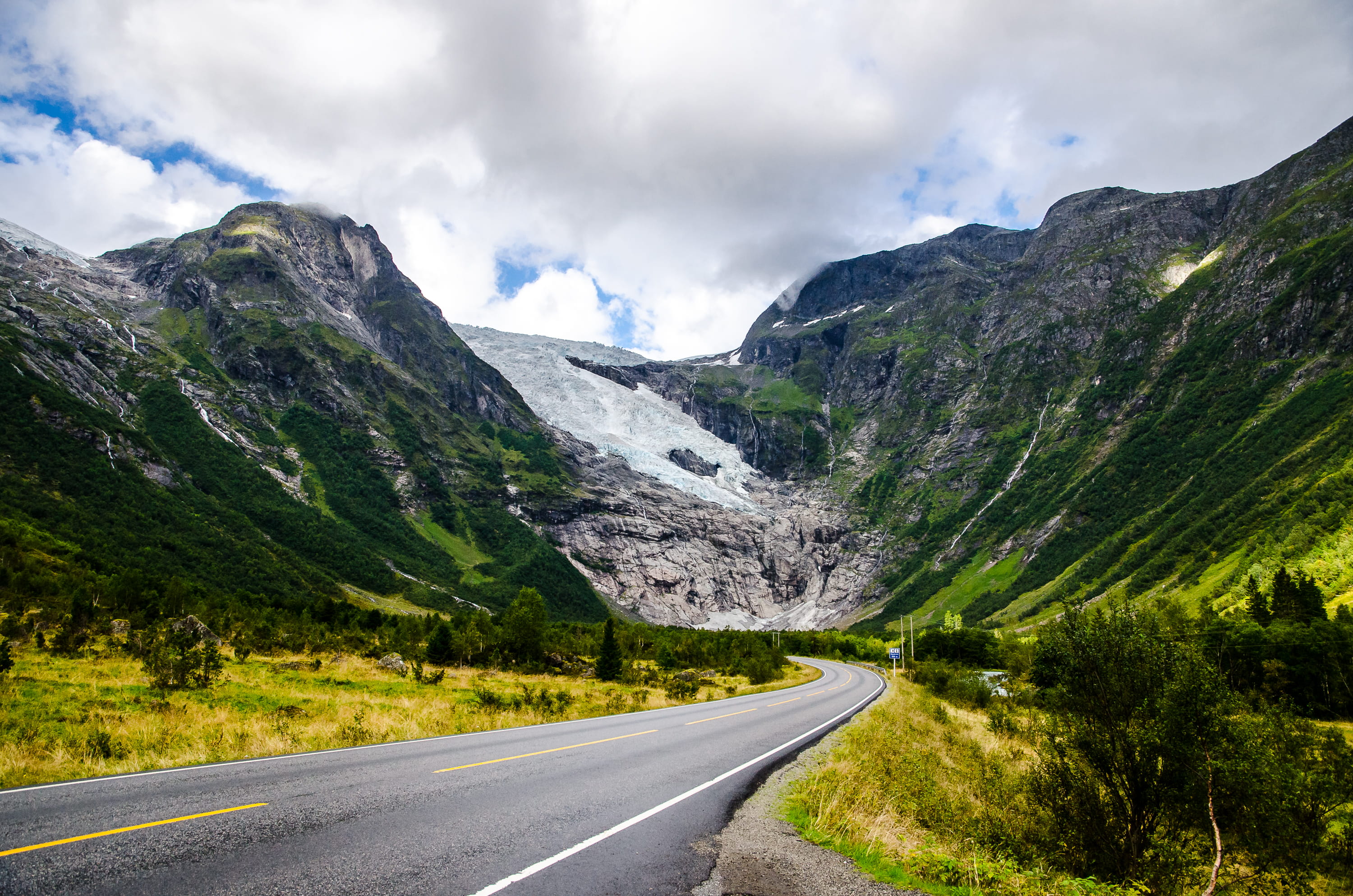 mountain, wanderlust, water, highway, outdoors, scenics - nature, pavement, snow, cloud - sky, transportation, road marking, forest, sky, beauty in nature, HD Wallpaper