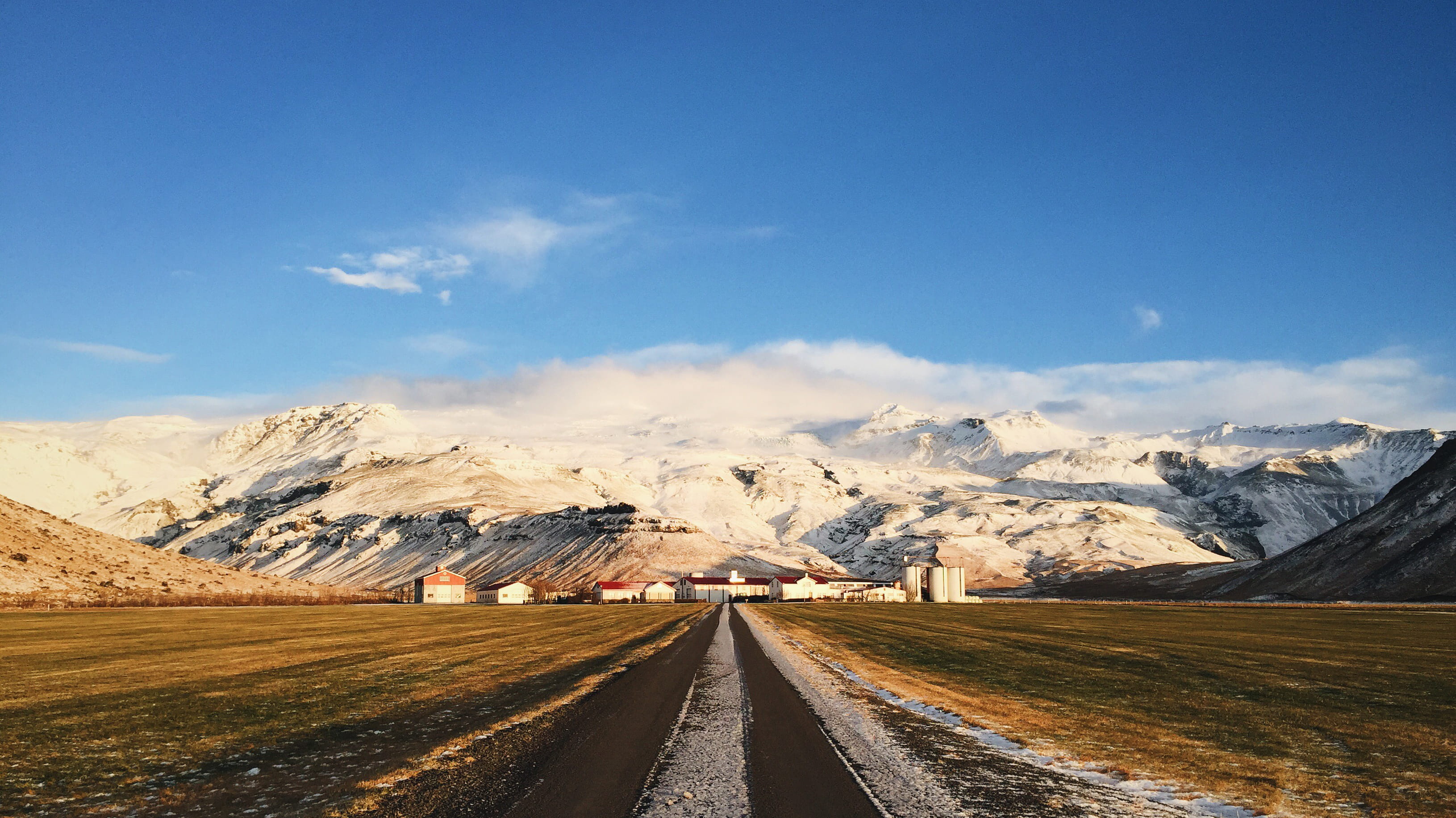 road, travel destinations, field, cloud - sky, asphalt, mountain, daytime, highway, dirt road, nature, tarmac, plateau, landscape, covered, beauty in nature, HD Wallpaper