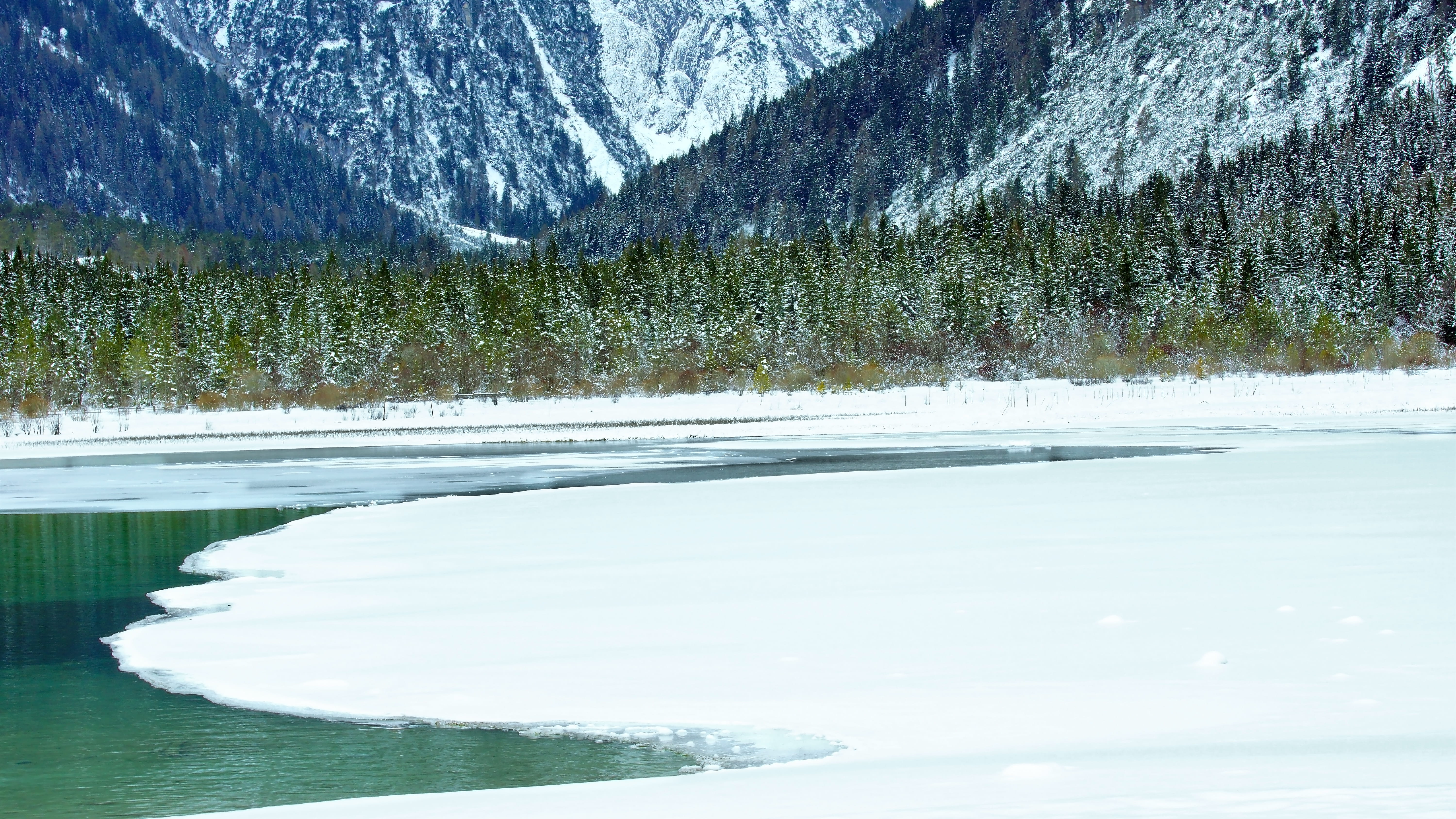 snow, scenics - nature, mountain, glacier, nature, animal, tranquil scene, water, highway, winter, ice, scenery, idyllic, lake, non-urban scene, cold temperature, HD Wallpaper