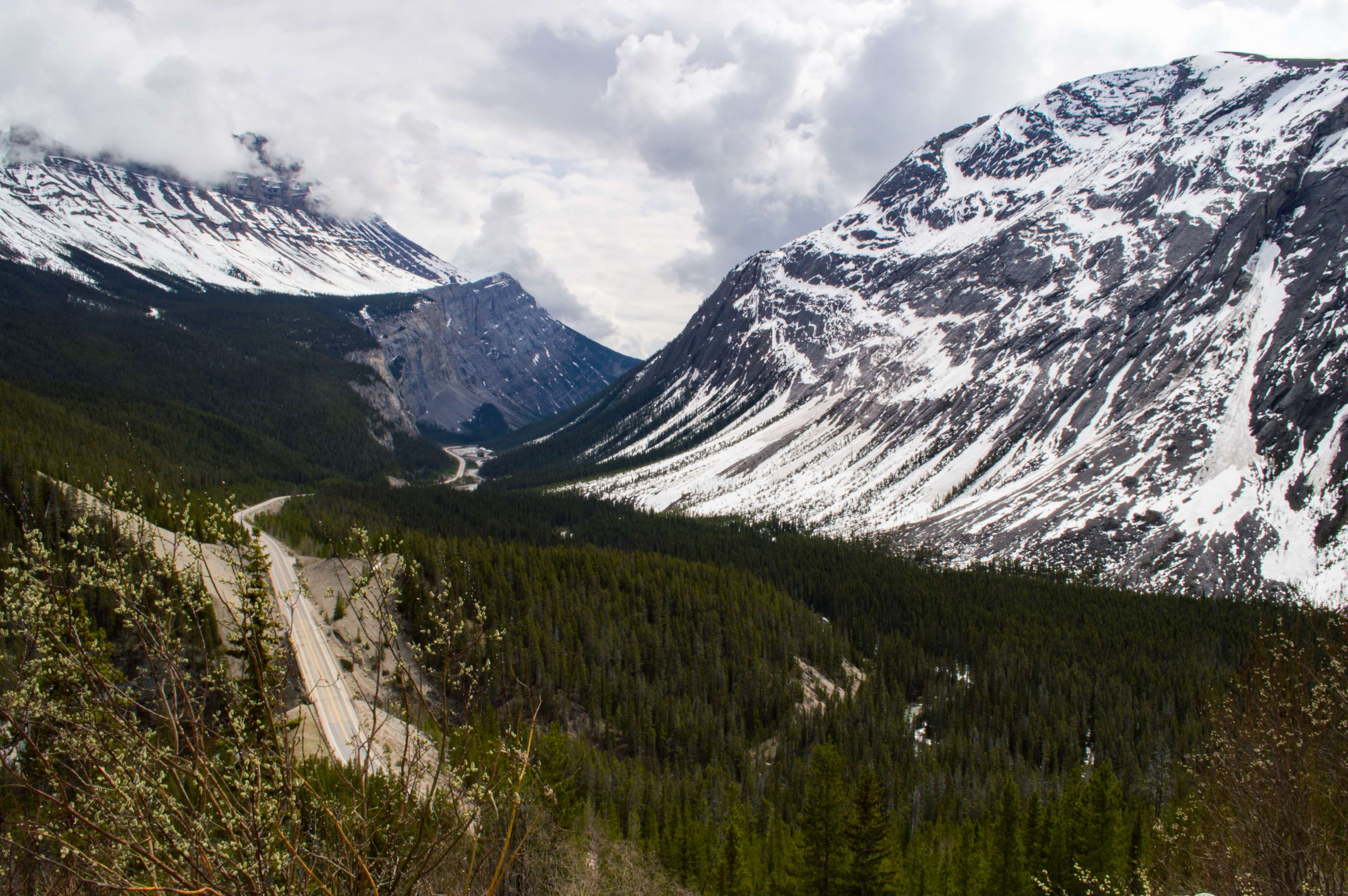 mountain peak, mountain, sky, clouds, rocky, tranquility, cloud - sky, scenics - nature, mountains, snow, land, environment, landscape, icefields parkway, HD Wallpaper