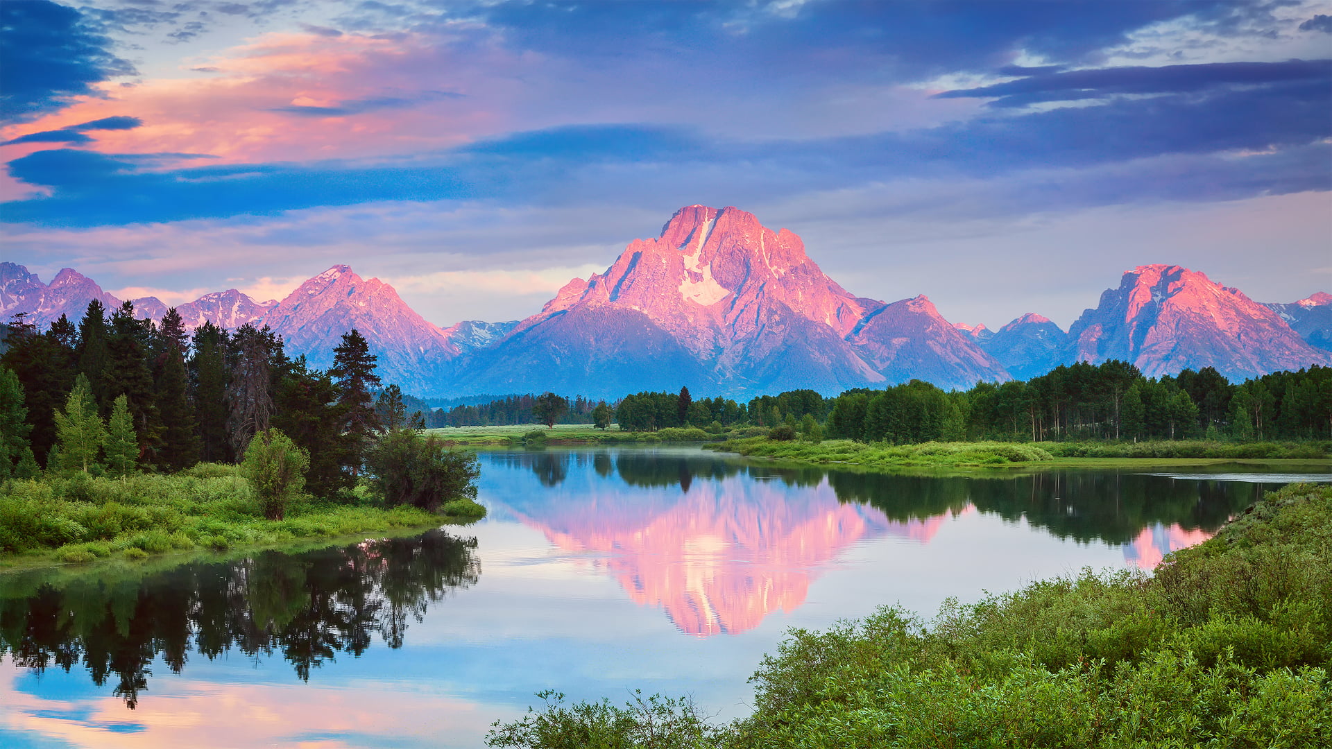 non-urban scene, lake, morning, July, mountain, no people, tranquility, scenics - nature, summer, mountain range, mountains, body, Wyoming, beauty in nature, HD Wallpaper
