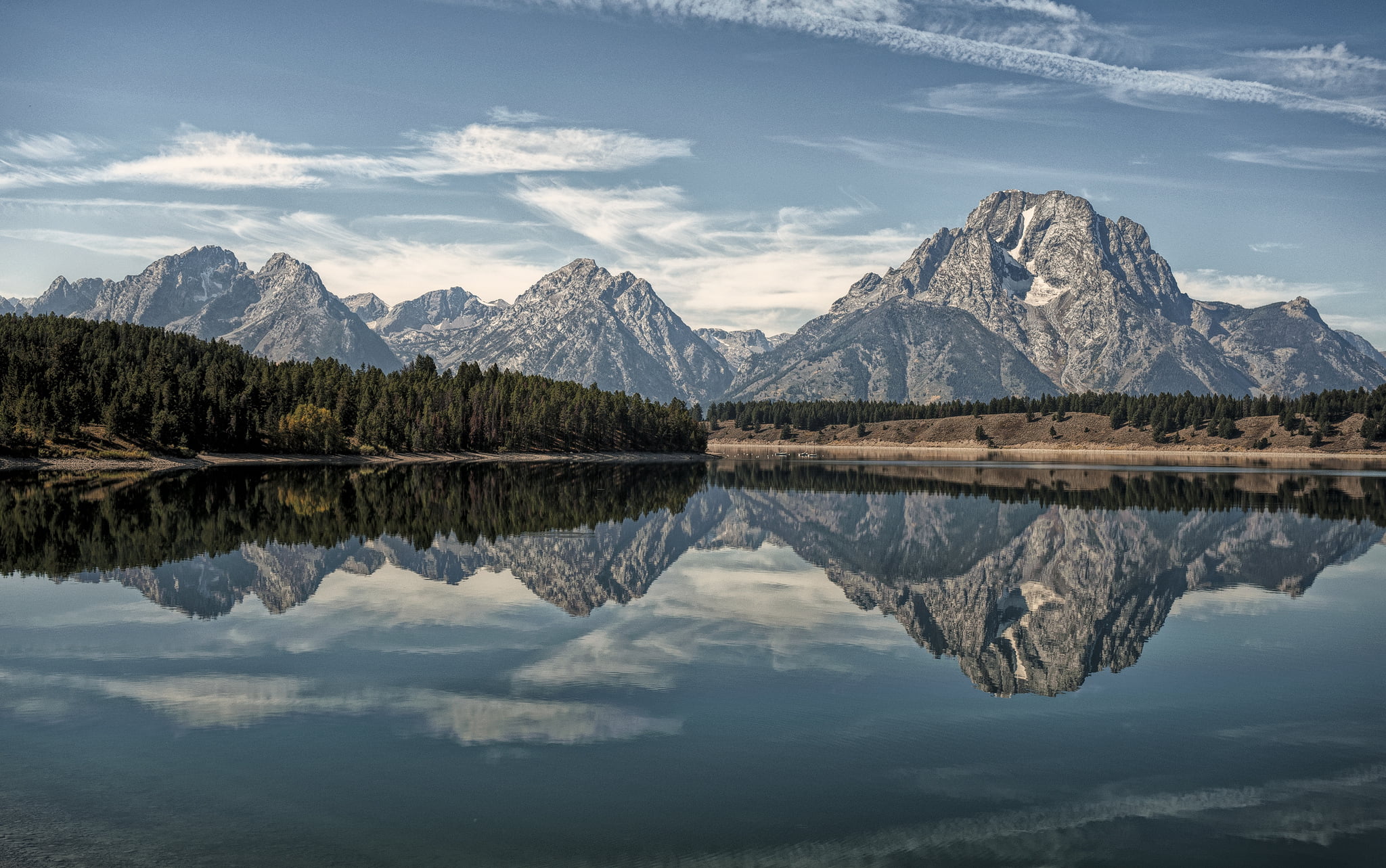 Wyoming, photography, mountain range, tranquil scene, mountain, water, reflection lake, scenics - nature, 1080P, cloud - sky, nature, landscape, forest, HD Wallpaper