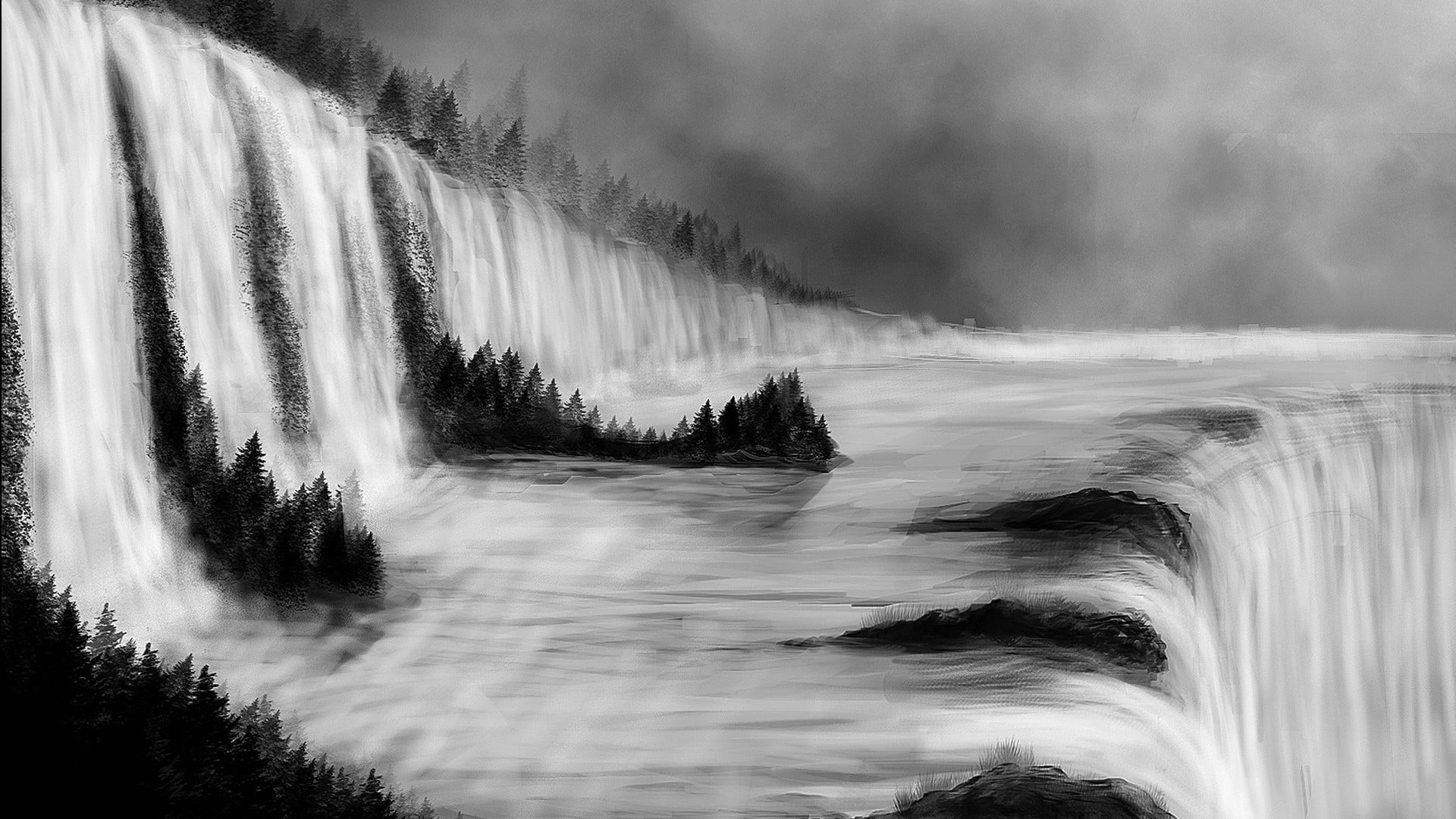travel, tranquility, land, 1080P, motion, flowing water, no people, creek, stream, spring, fog, vacation, structure, tree, falls, national, nature, landscape, HD Wallpaper