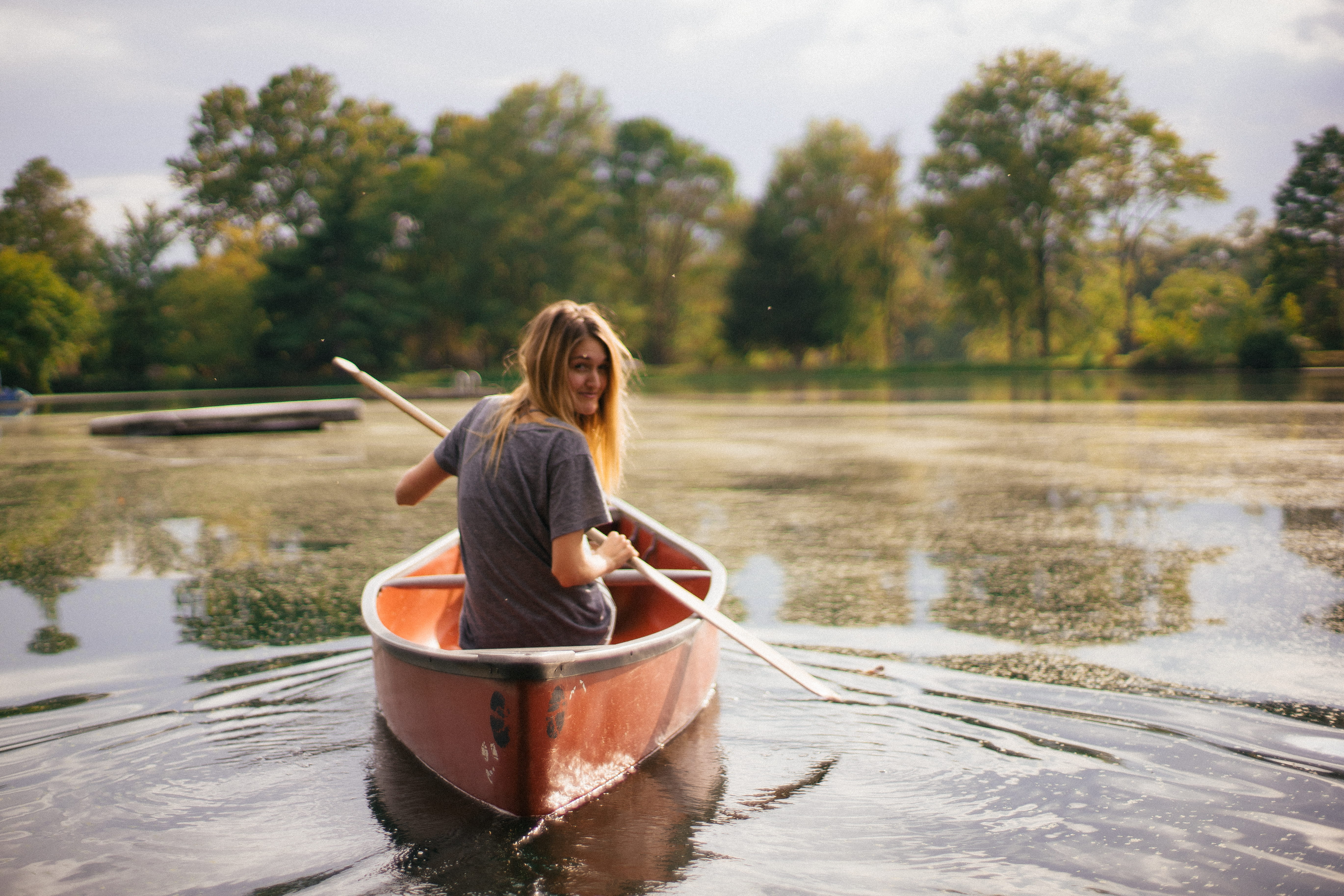 lake, 5K, water, casual clothing, hairstyle, nature, paddling, riding, trip, paddle, nautical vessel, oar, smile, day, holiday, childhood, caucasian, boat, HD Wallpaper