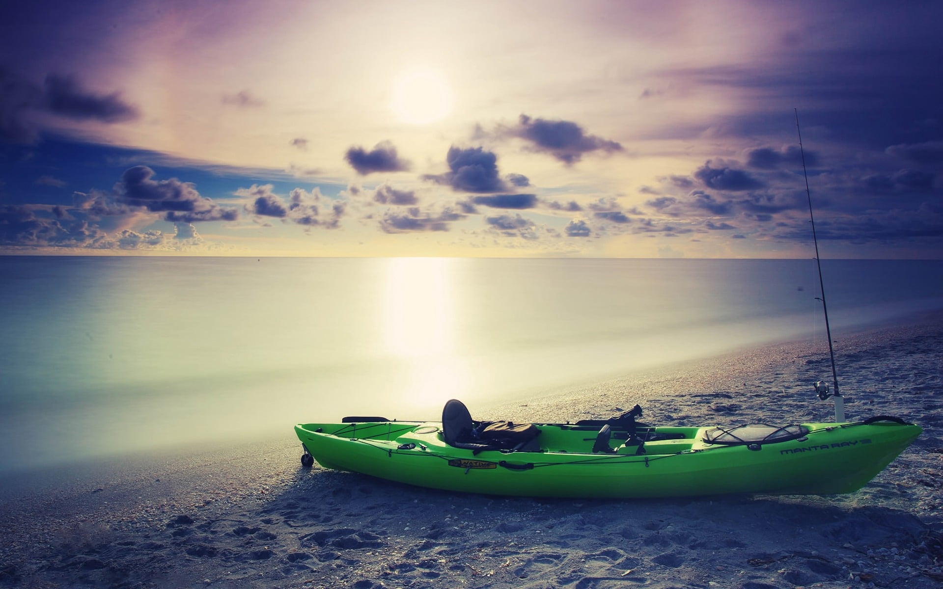 scenics - nature, relaxation, sport, tranquil Scene, summer, 1080P, tropical Climate, blue, canoe, sun, nature, tranquility, beach, scenics, sunlight, HD Wallpaper