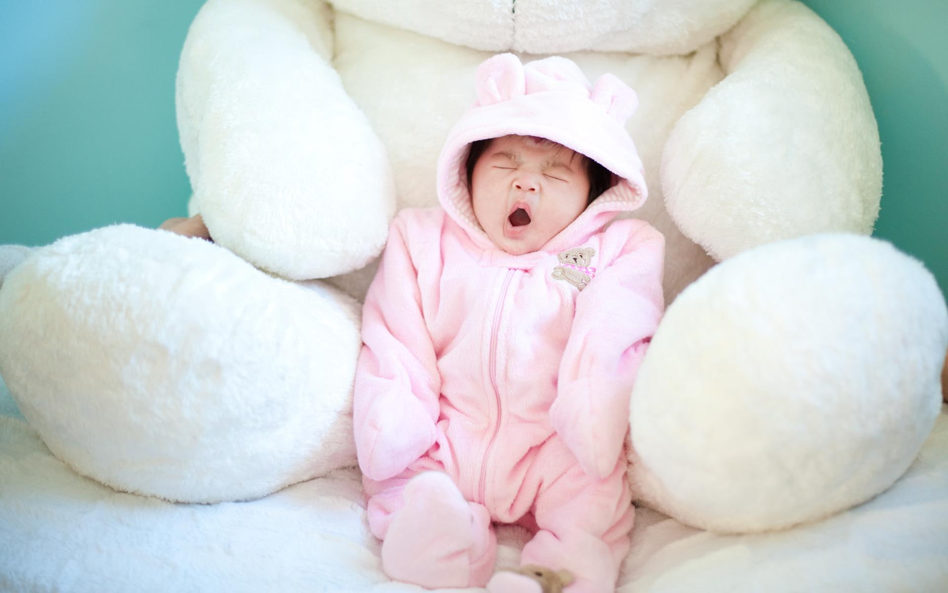 cute, yawning, baby, 1080P, HD Wallpaper