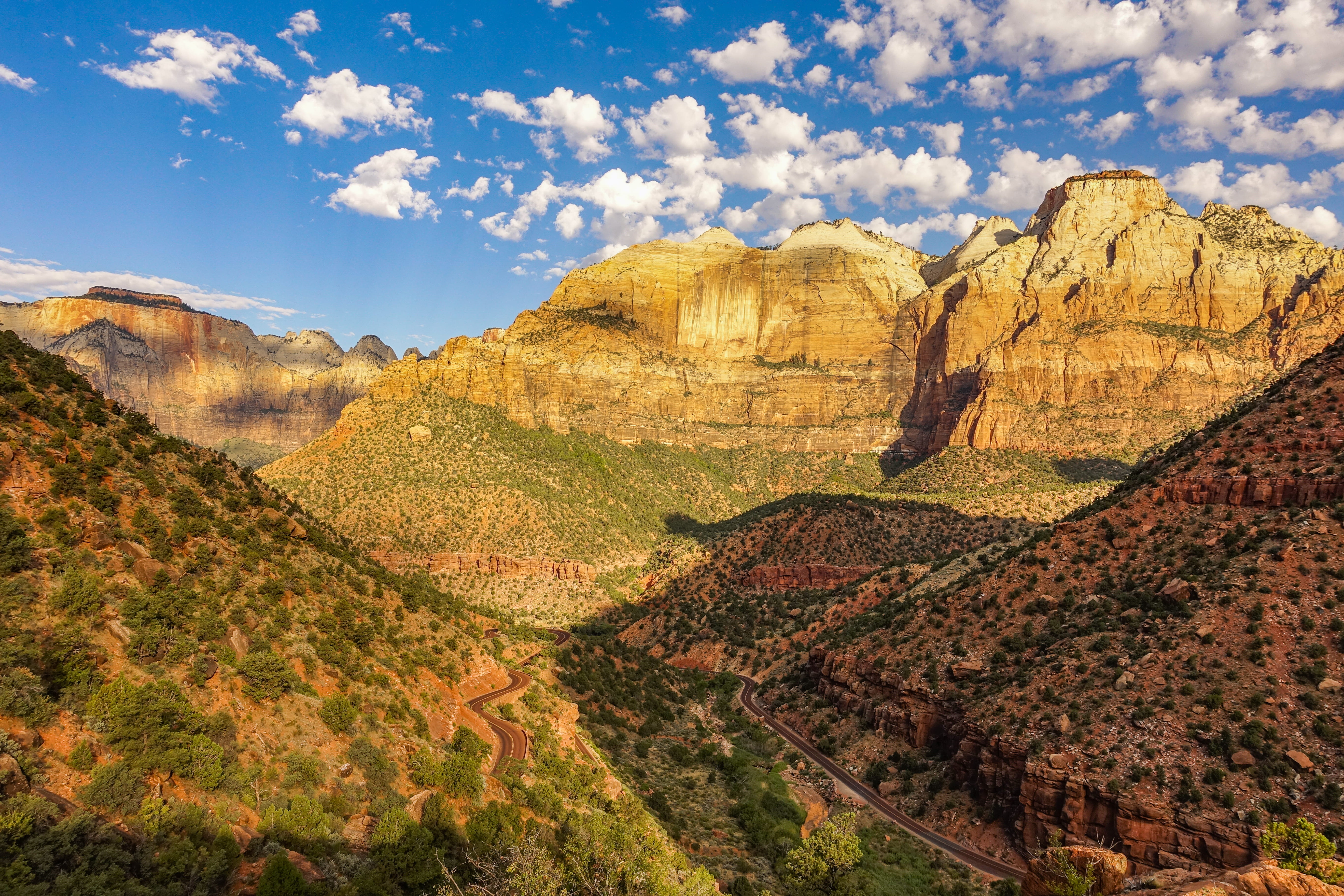 formation, nature, zion canyon scenic drive, mountain, mesa, semi-arid, explore nature, landscape, no people, landscape valley, skyline, solid, cloud - sky, HD Wallpaper
