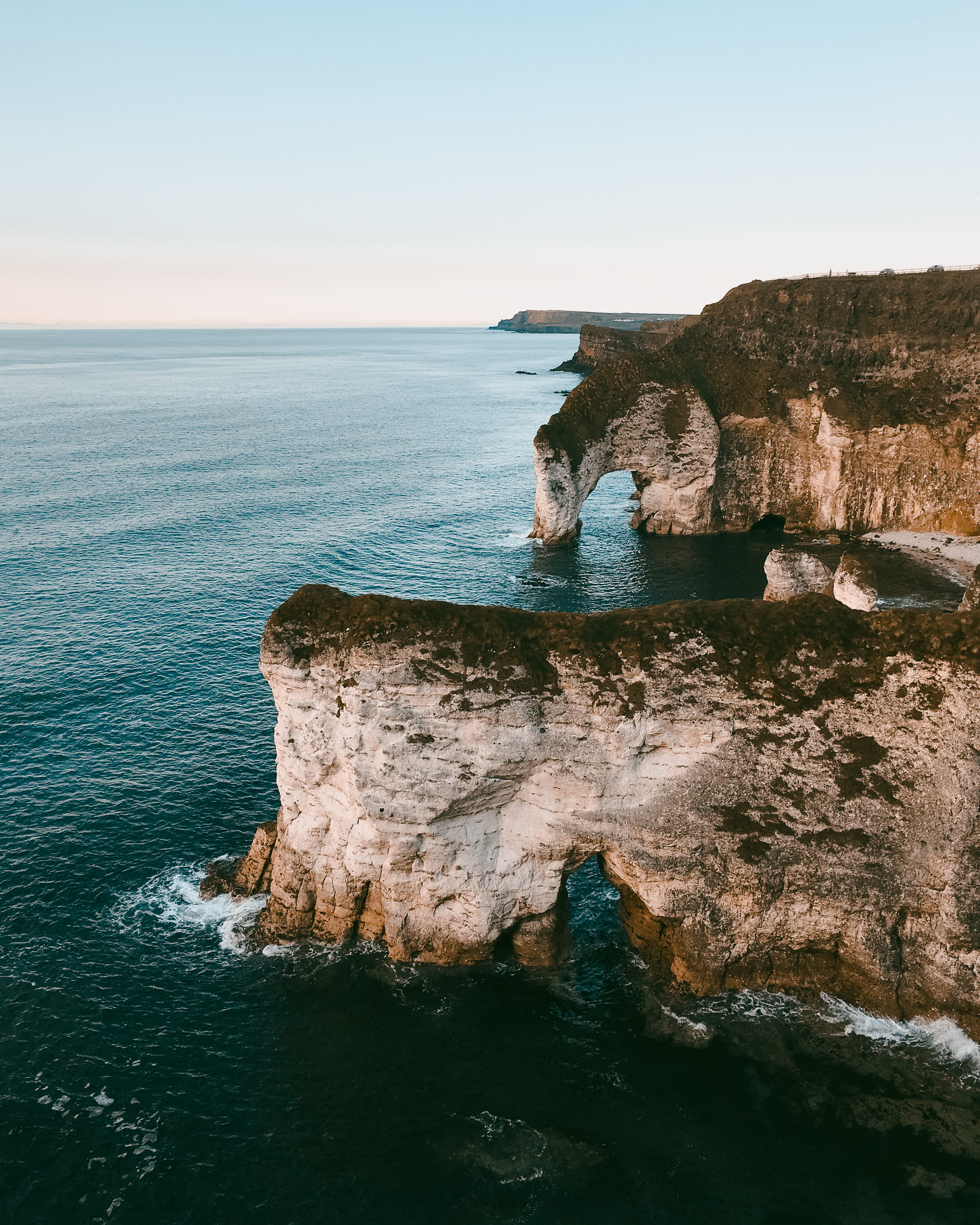 rock, spring, idyllic, stack rock, beach, nature, coast, sea, non-urban scene, scenics - nature, formation, wave, rock - object, aerial, double arch, beauty in nature, Phone HD Wallpaper