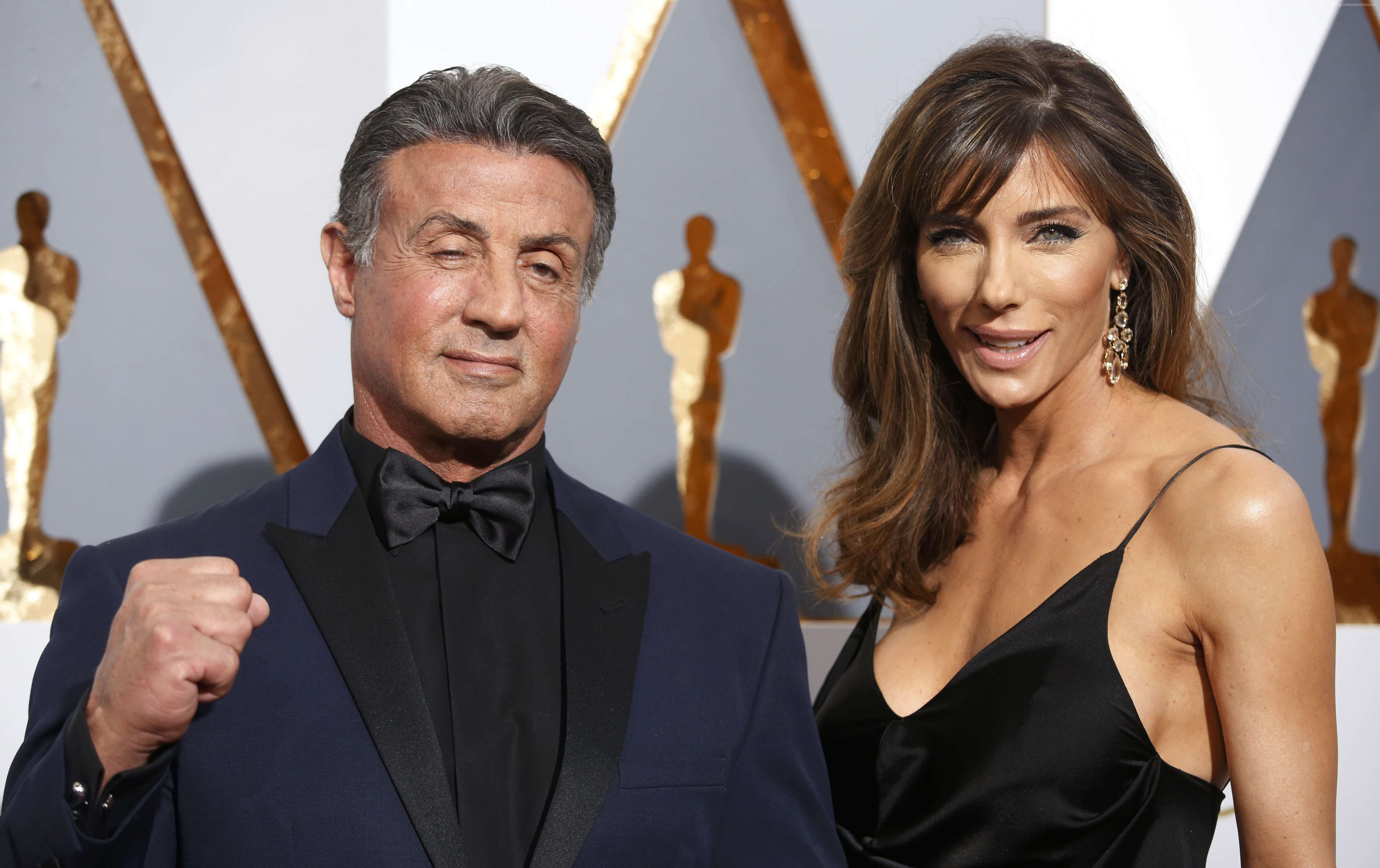 Sylvester Stallone, Oscar 2016, red carpet, Most popular celebs, Jennifer Flavin, 5K, HD Wallpaper