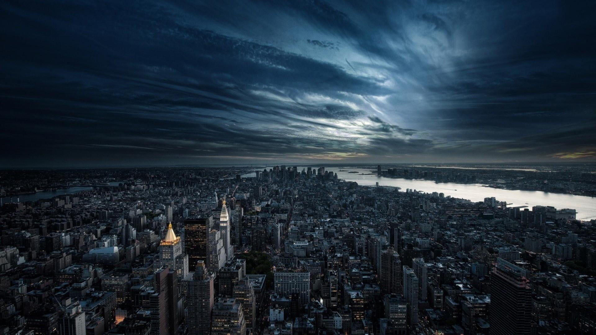 building exterior, crowded, united states, nature, skyscrapers, built structure, new york city, aerial view, dark, building, architecture, outdoors, 1080P, HD Wallpaper