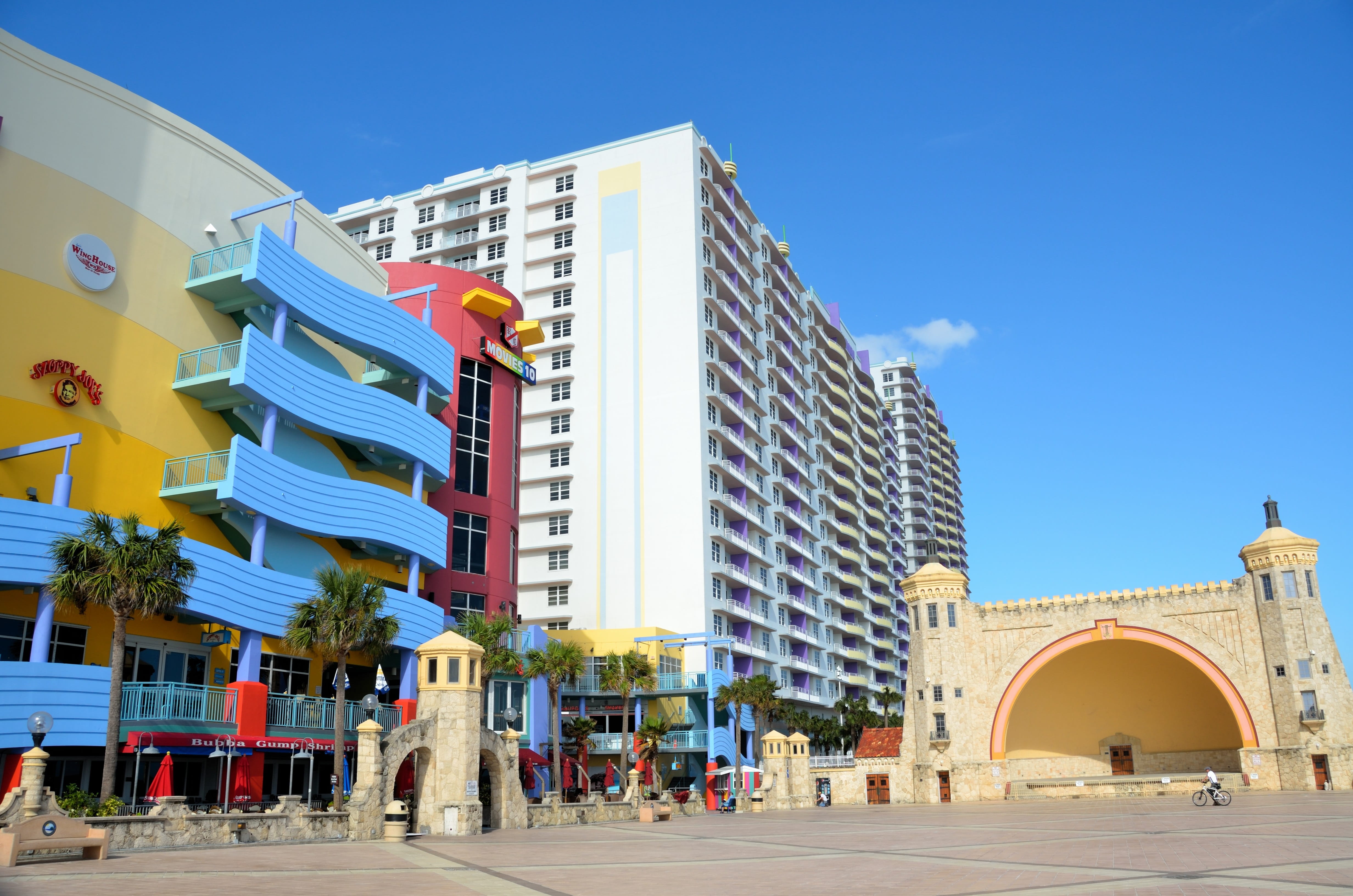 tourism, holiday, scenic, florida, atlantic, speedway, surf, city, incidental people, sea, landscape, travel, resort, usa, low angle view, 4K, hotels, HD Wallpaper