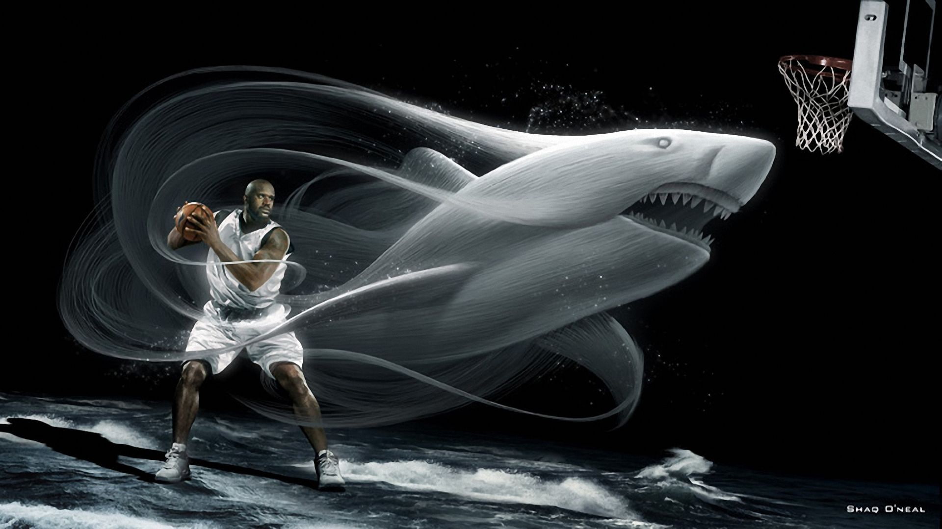 basketball, x, 1080P, sharks, hd, sports, shaquille, art, oneal, HD Wallpaper