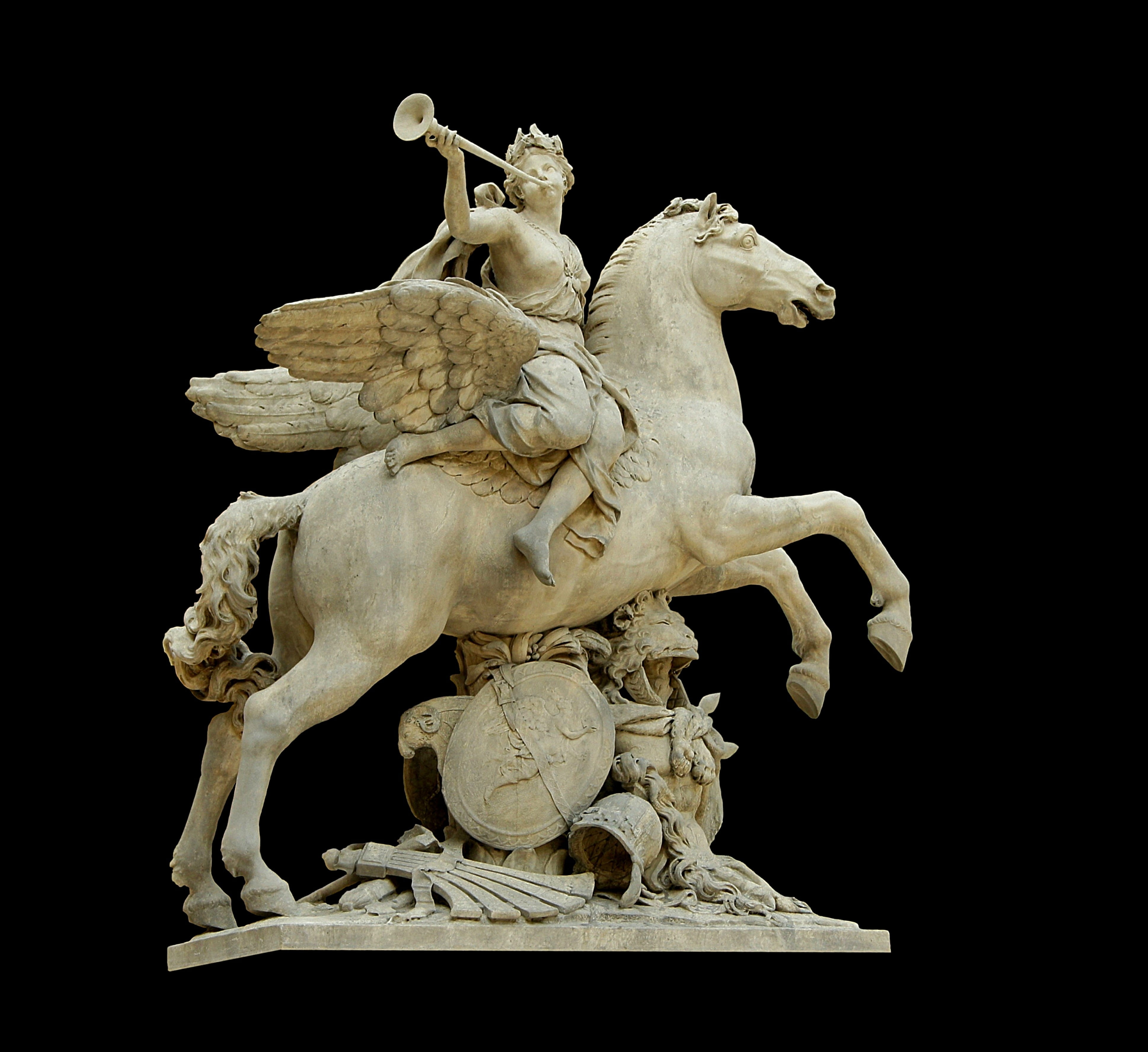 animal wildlife, statue, pegasus, nature, creativity, louvre, mammal, antoine coysevox, architecture, fame, low angle view, sculpture, angel, art and craft, HD Wallpaper