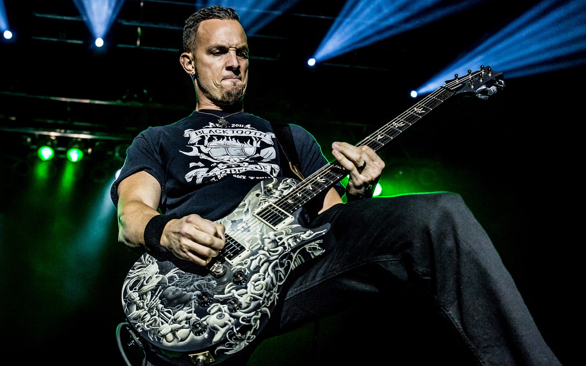 nightlife, 1080P, men, musician, stage - performance space, rock stars, performance, event, crowd, artist, Alter Bridge, people, plucking an instrument, HD Wallpaper