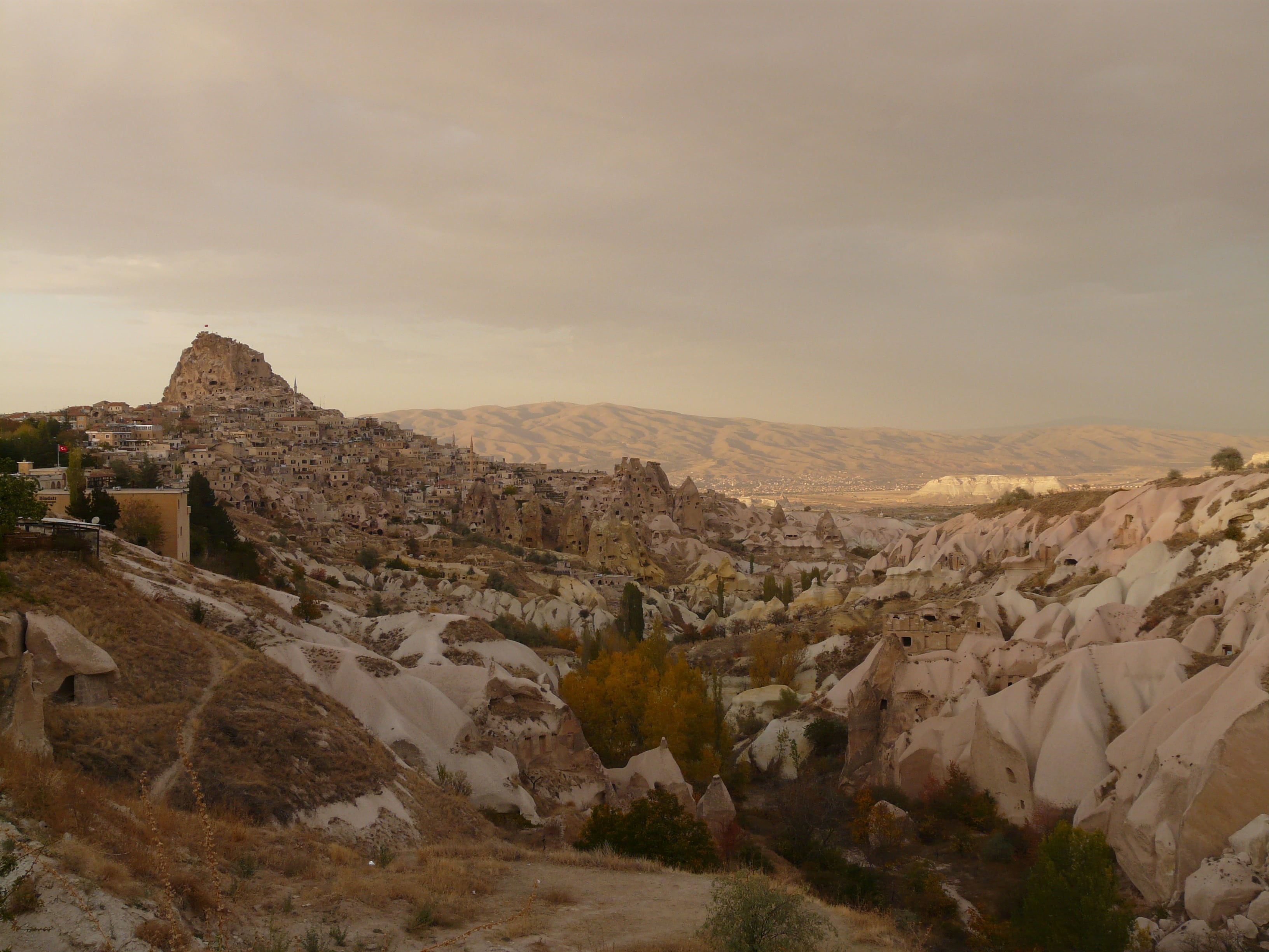 beauty in nature, castle rock, remote, land, solid, landscape, uchisar, climate, travel destinations, outdoors, nature, mountain, cappadocia, tranquility, HD Wallpaper