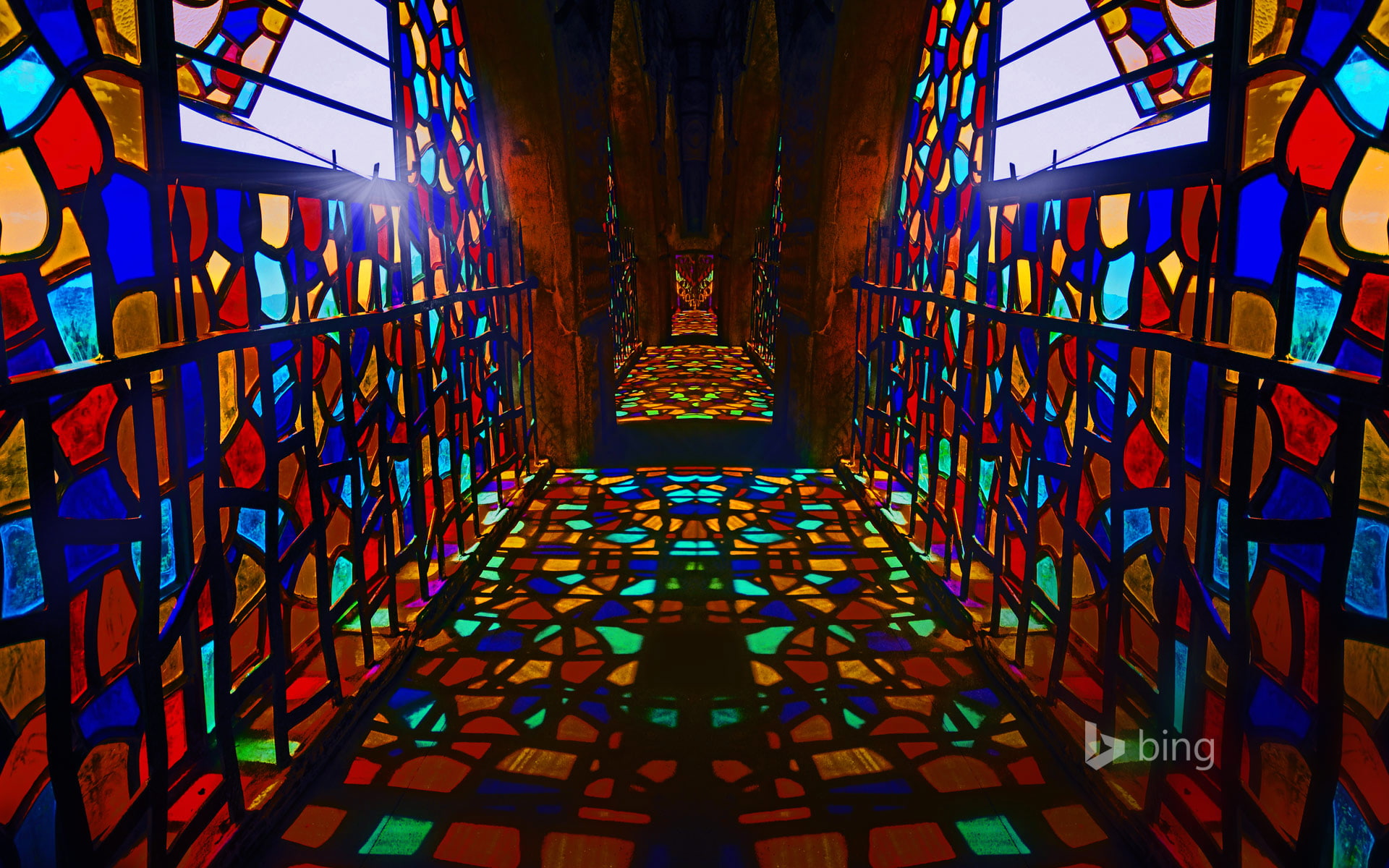Deir El Qamar, Lebanon, castle Moussa, stained glass, 1080P, corridor, paint, HD Wallpaper