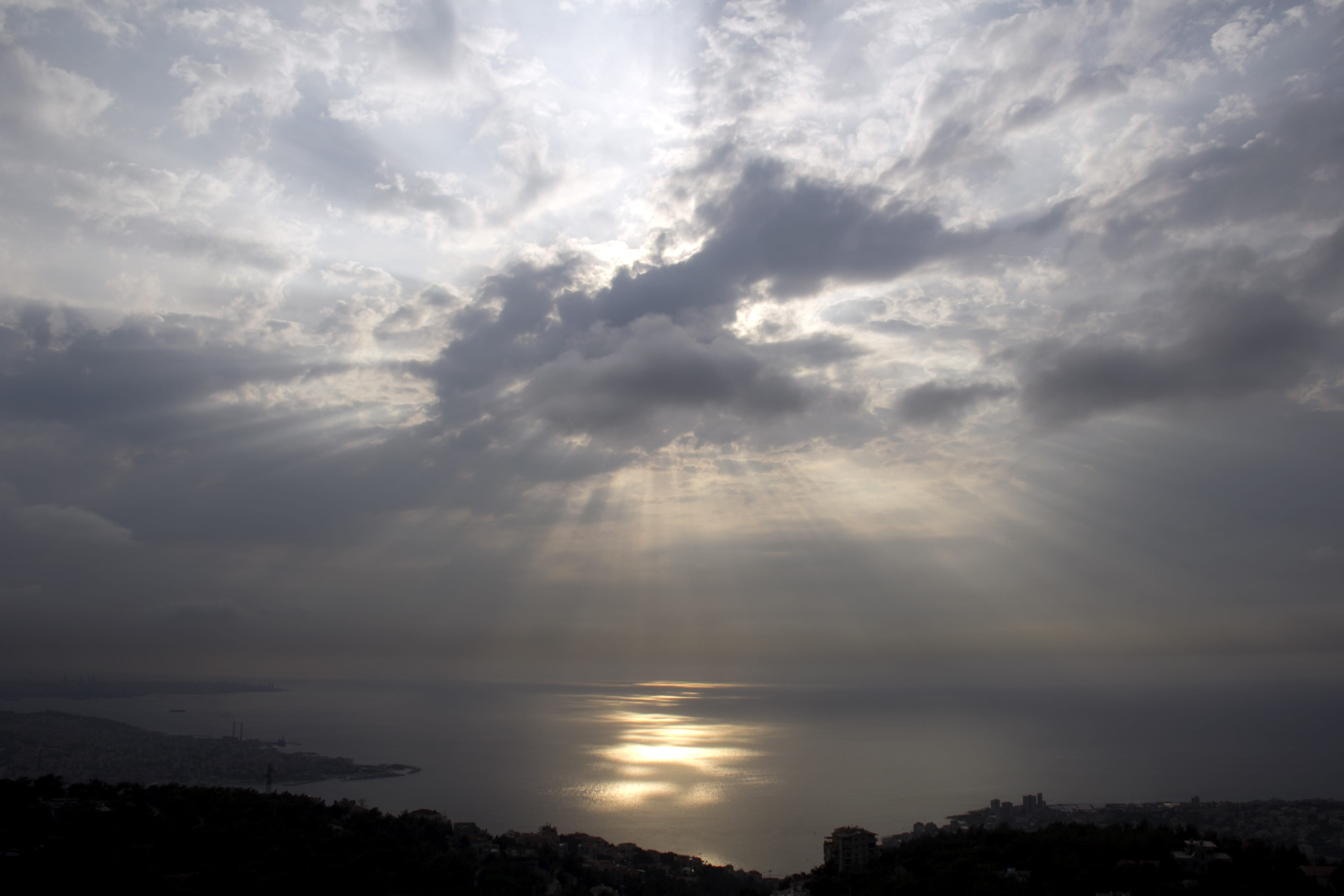dlebta, tranquil scene, tree, cloud - sky, greater jounieh, streaming, water, landscape, silhouette, clouds, tranquility, 5K, environment, dramatic sky, HD Wallpaper