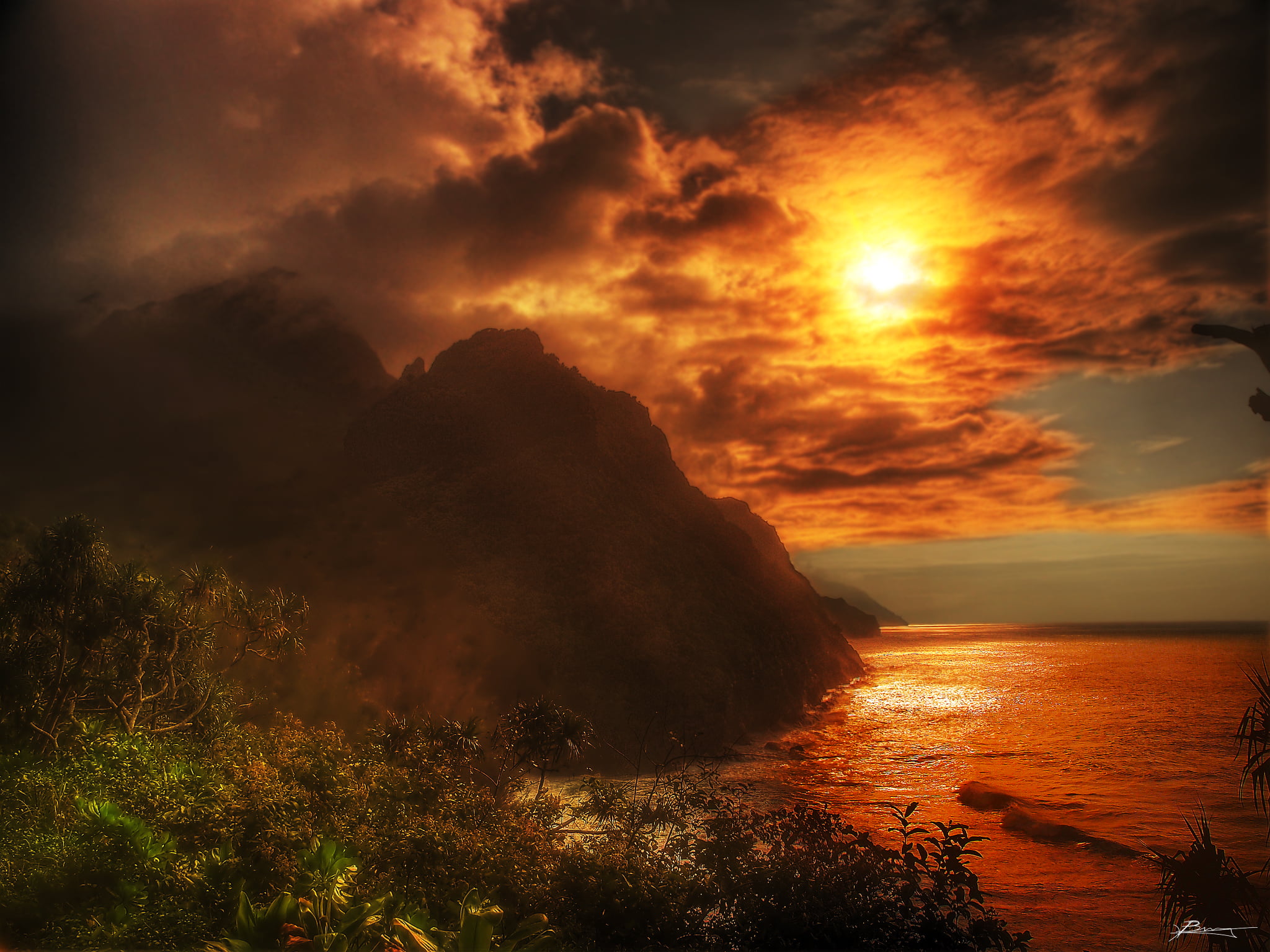 glimpse, golden, journey, time, imagination, nature, kauai  hawaii, valley, divine, dream, journey home, sky, vegetation, scenics, dusk, select, winter, HD Wallpaper