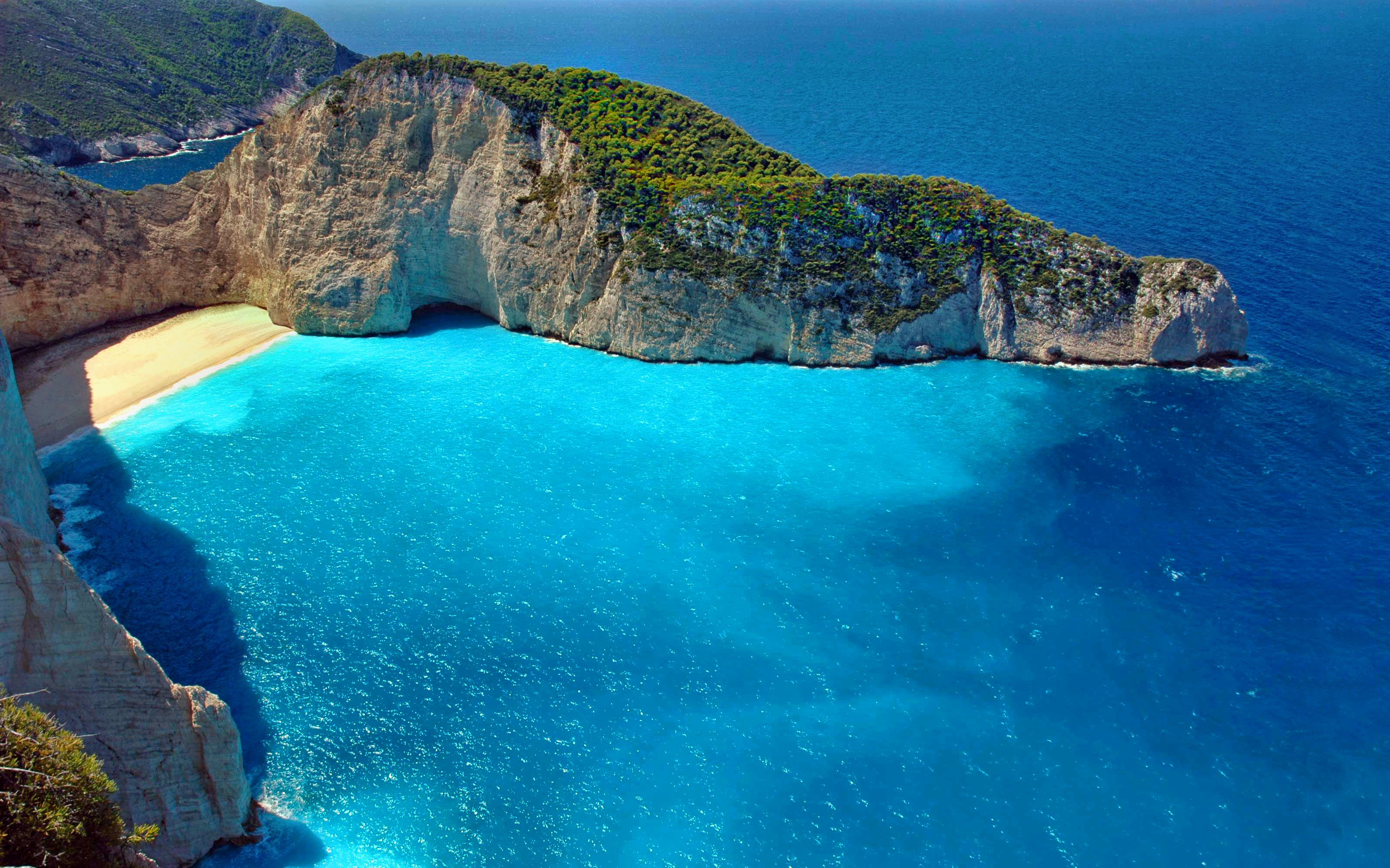 Beach, Scenic, Cliff, Earth, Zakynthos, 2K, Turquoise, HD Wallpaper