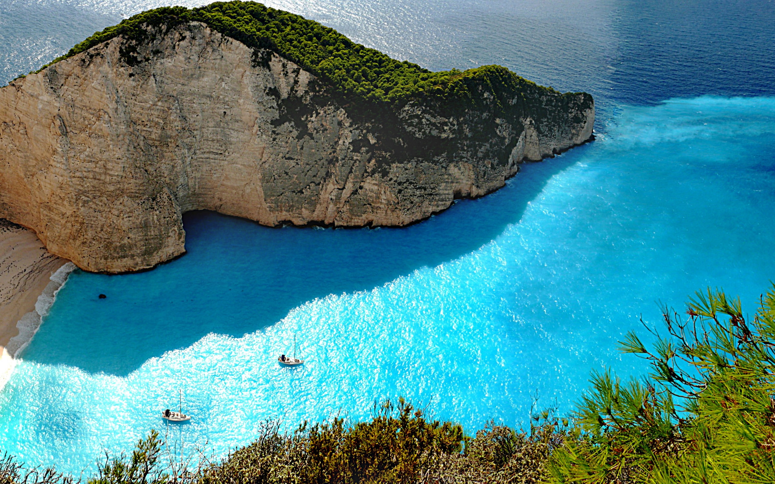 landscape, greece, island, 2K, rocks, nature, blue, sea, zakynthos, HD Wallpaper