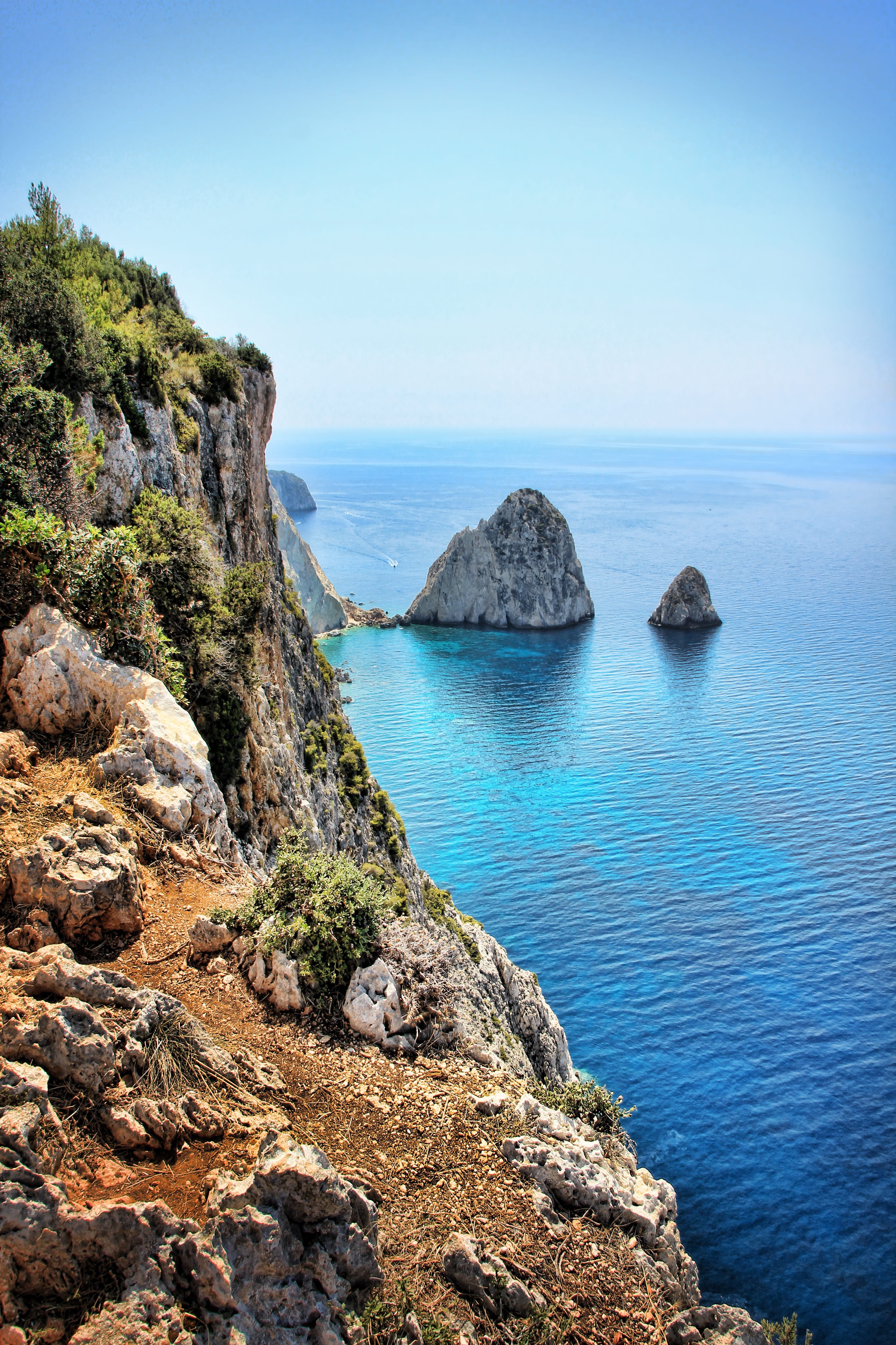 coast, land, Coast, solid, horizon over water, beach, Sea, sky, water, scenics - nature, sea, Greece, rock, Zakynthos, rock formation, outlook, holiday, Phone HD Wallpaper