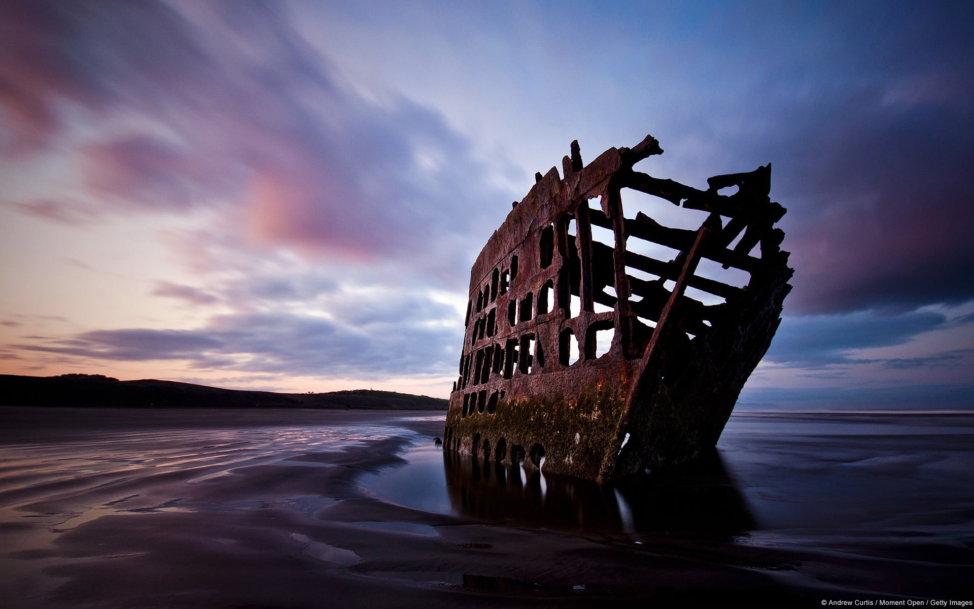 water, land, 1080P, nautical vessel, wood - material, windows, sea, nature, ruined, abandoned, mode of transportation, beach, sunset, rusty, tranquil scene, HD Wallpaper