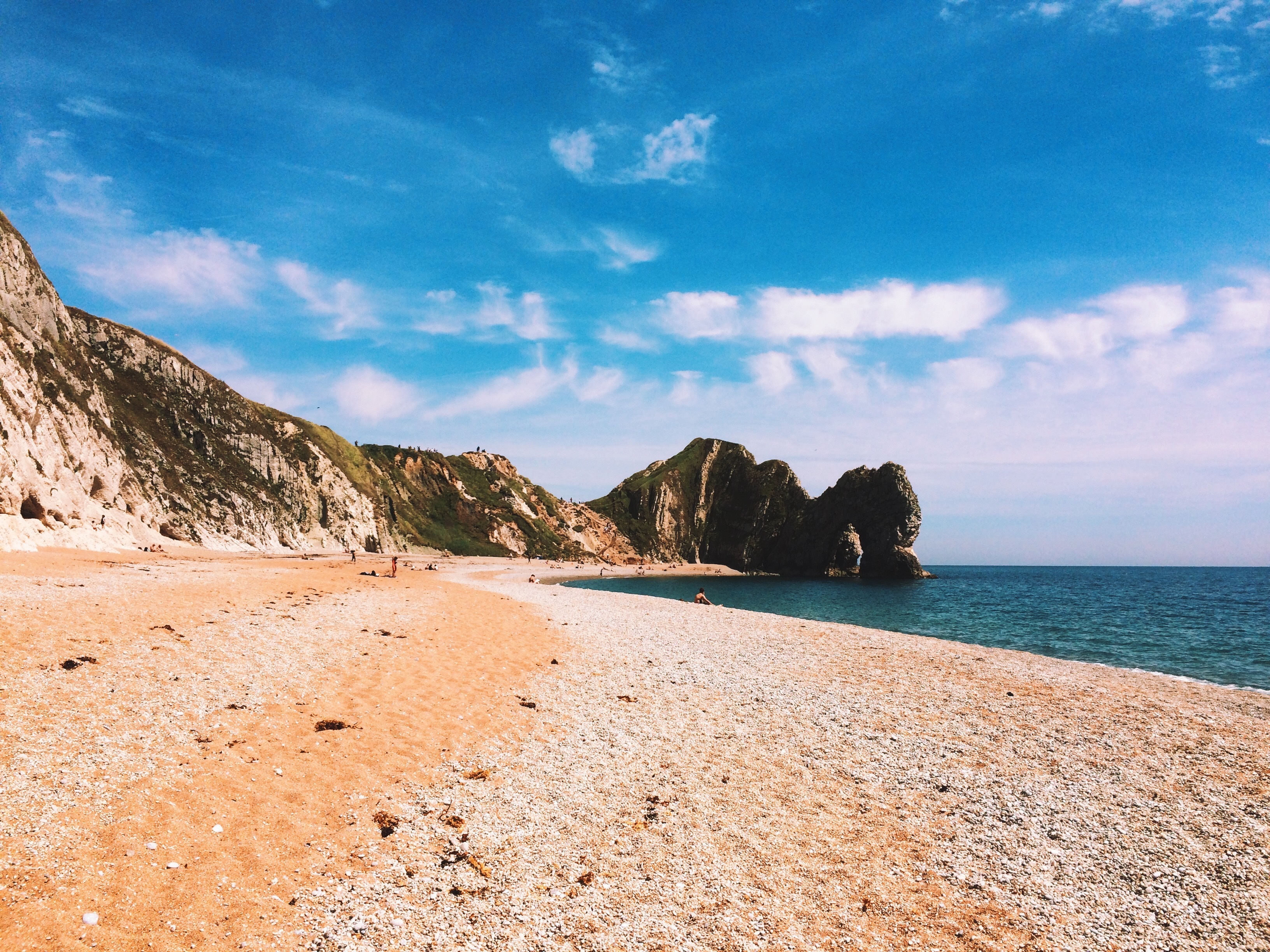 sea, beauty in nature, lake, sand, no people, jurassic coast, horizon, tranquil scene, horizon over water, uk, non-urban scene, ocean, jurassic, dorset, HD Wallpaper