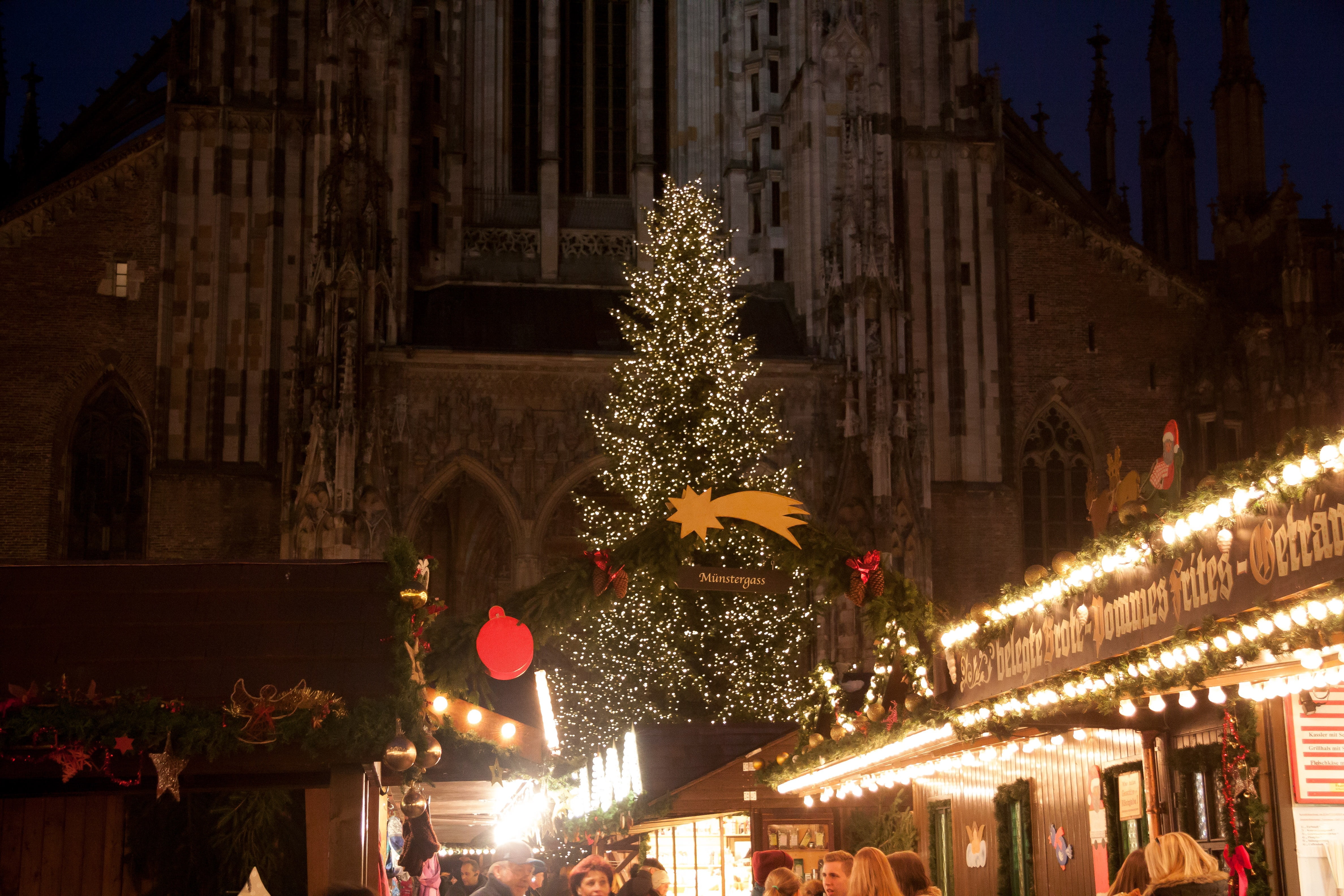 church, lights, light, christmas, sale, postcard, christmas market, built structure, christmas decoration, advent, christmas tree, holiday - event, christmas decorations, HD Wallpaper