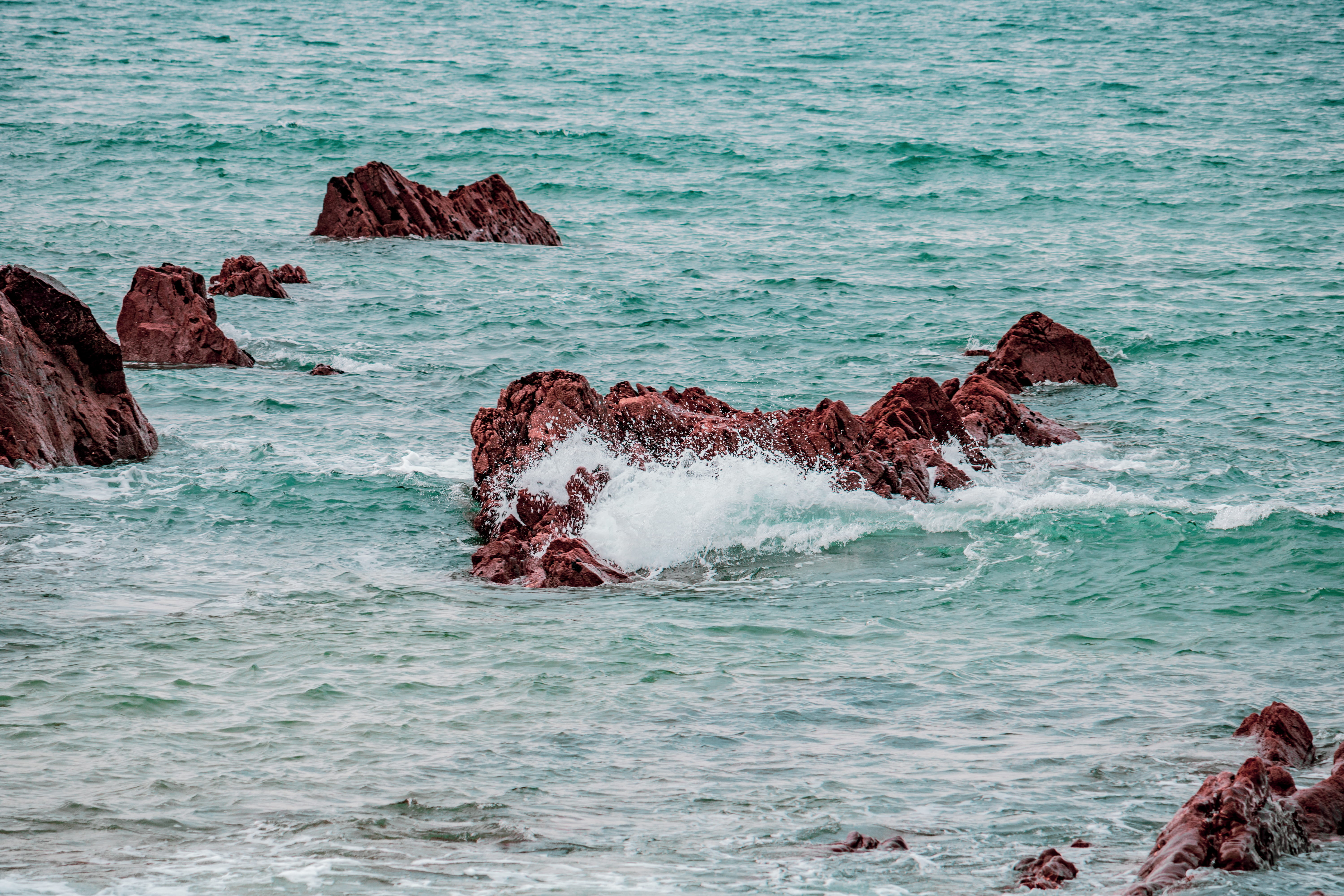 rock formation, ocean, rock, scenics - nature, rocks, solid, nature, marine, day, wave, no people, turquoise colored, tranquil scene, tower, beacon, tranquility, HD Wallpaper