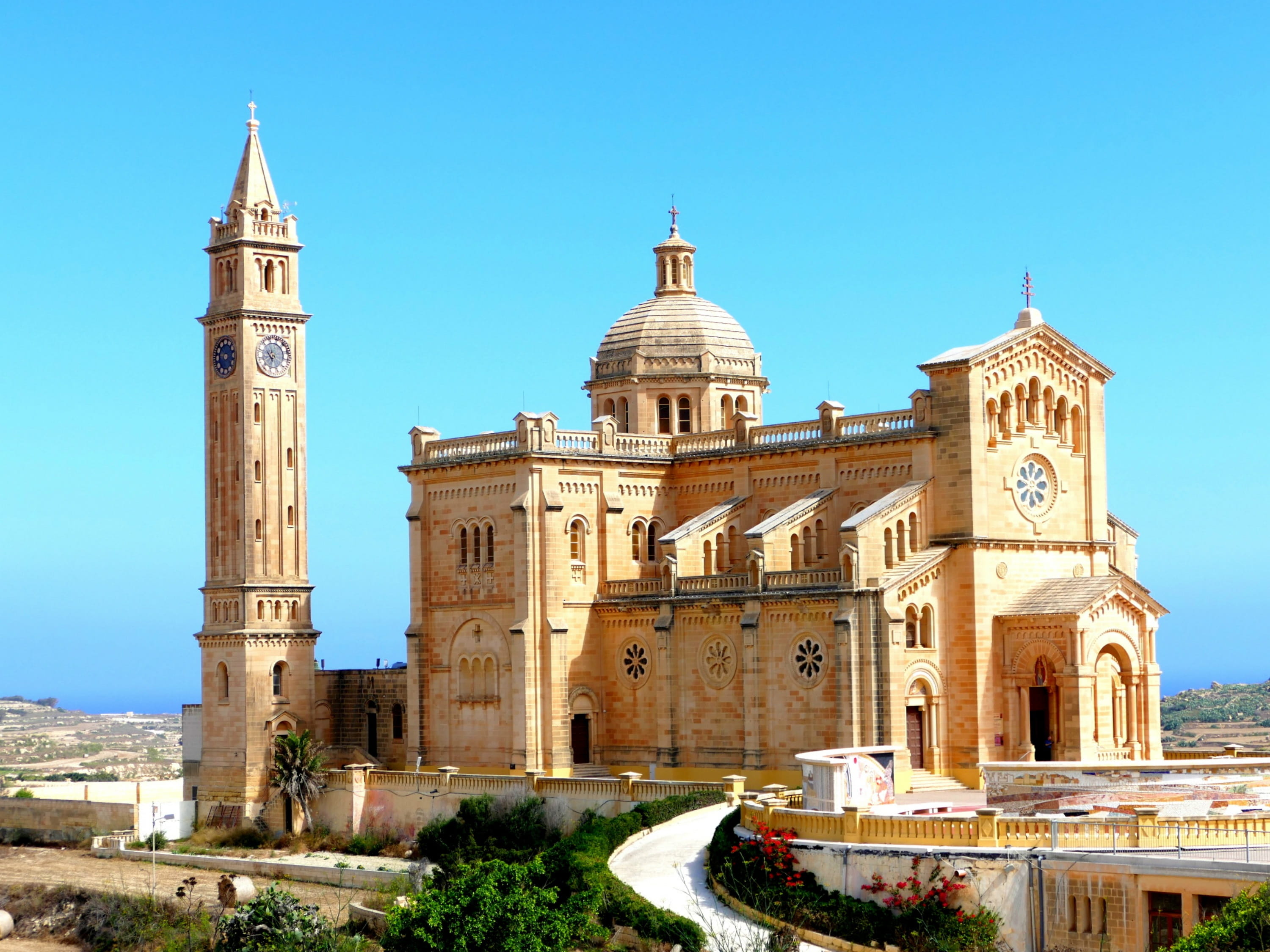 architectural column, spirituality, tower, attraction, clear sky, mediterranean, architecture, no people, outdoors, maltese, building, travel destinations, HD Wallpaper