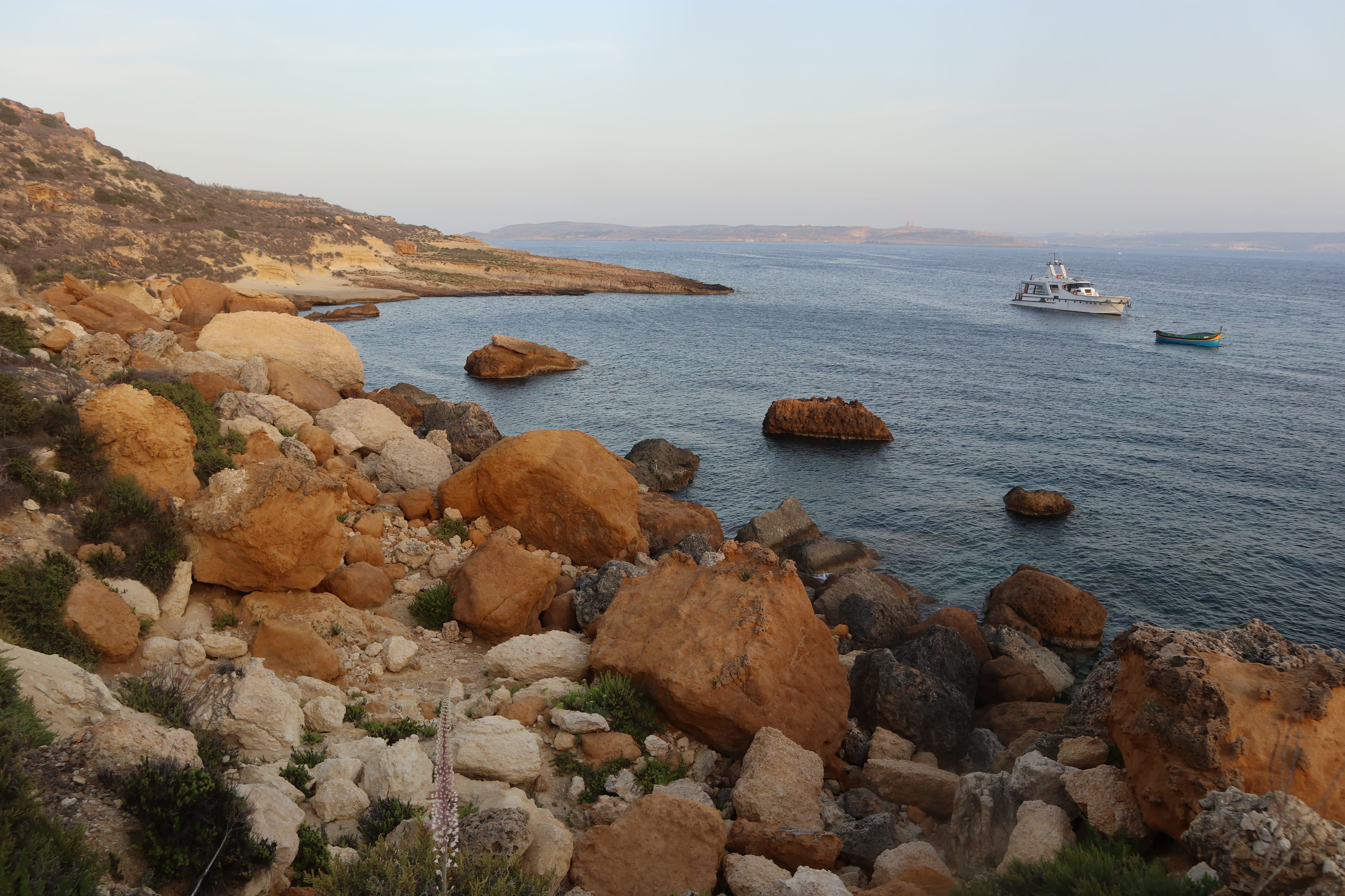 5K, rocky beach, solid, beauty in nature, rocky coastline, mgarr, no people, water, mgarr harbour, tranquility, sky, tranquil scene, scenics - nature, HD Wallpaper