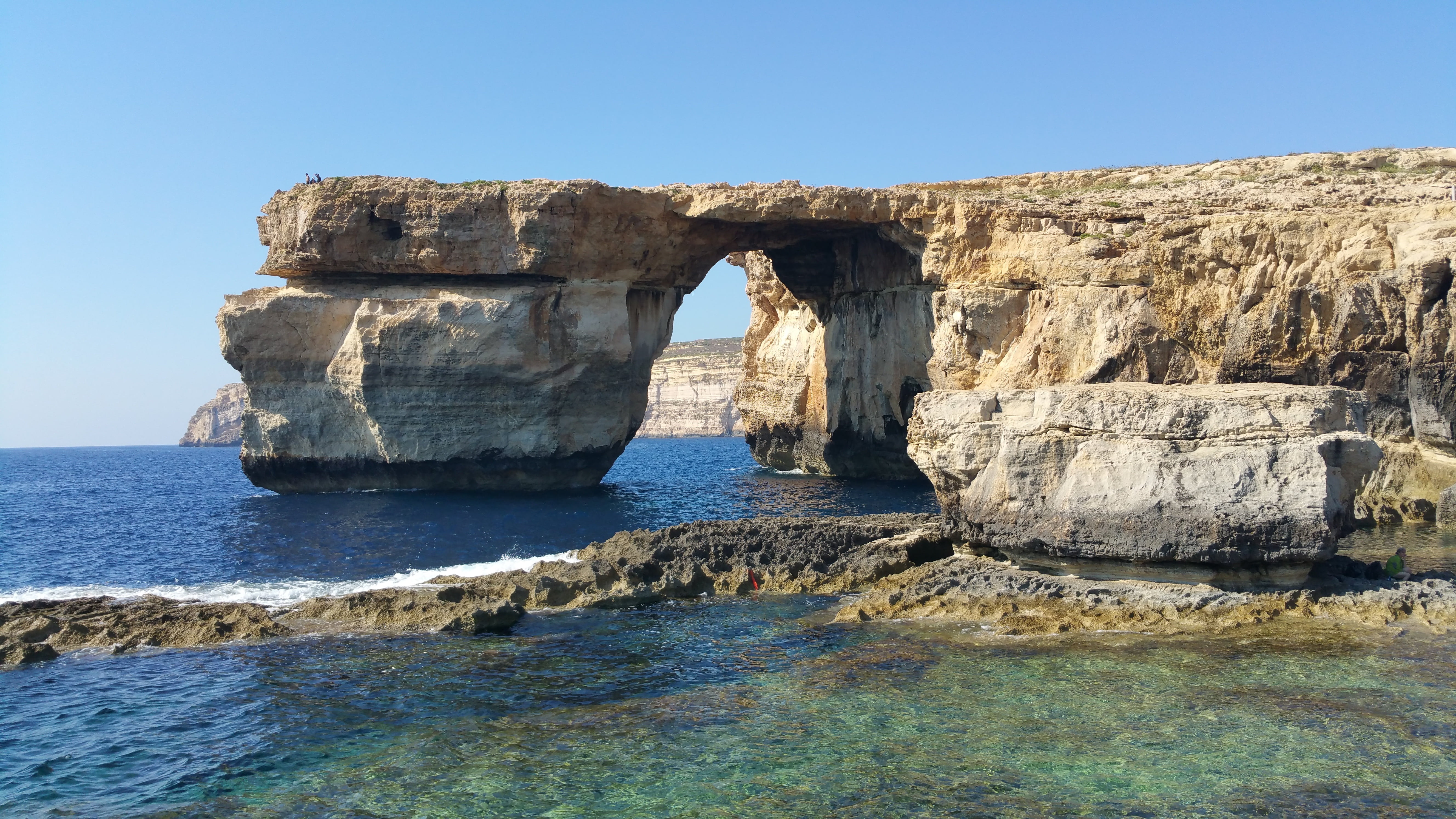 clear sky, architecture, body, grot, gozo, sky, rock - object, rock, land, water, island, no people, sea, solid, photo, rock formation, beauty in nature, HD Wallpaper
