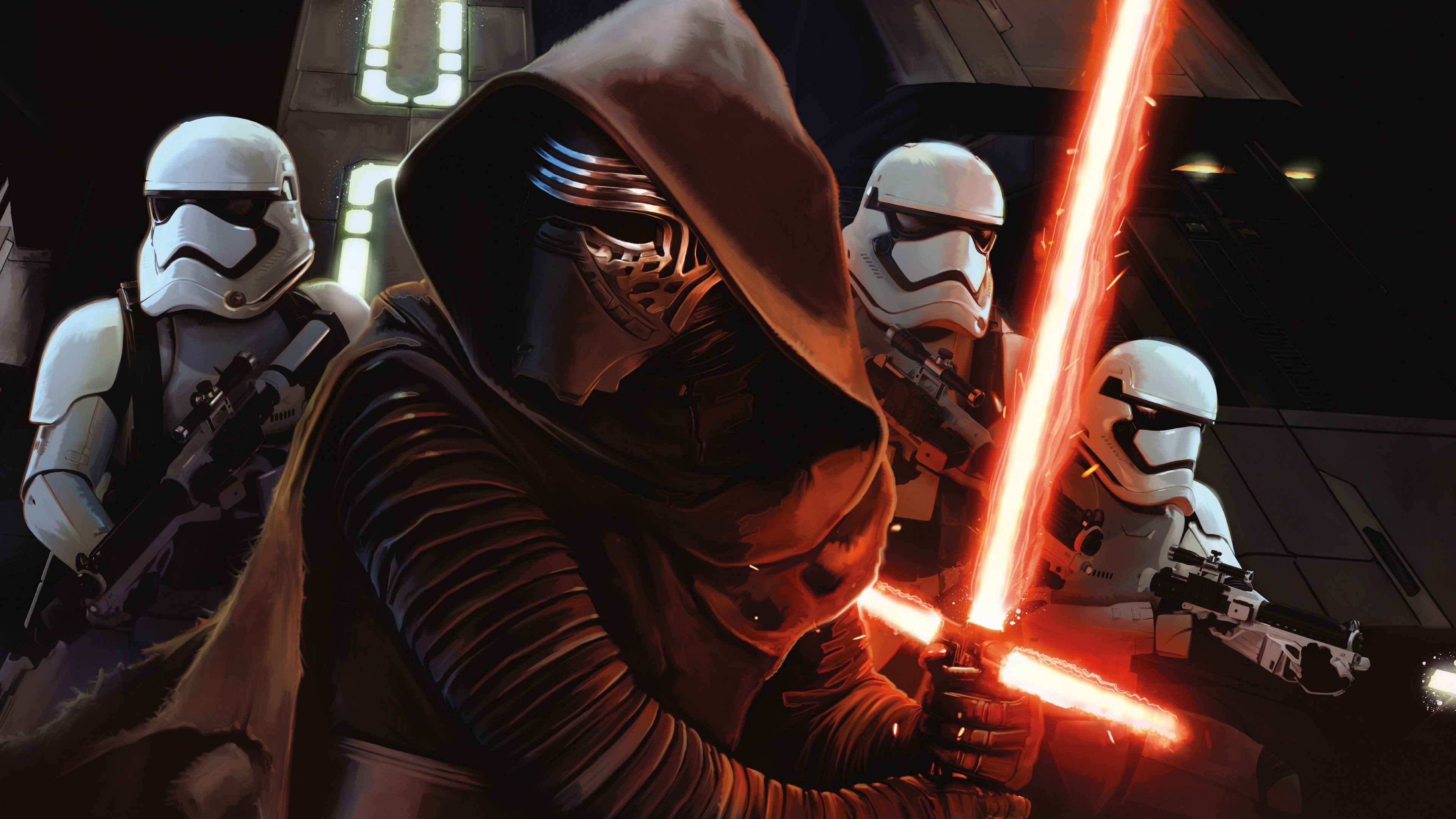 Star Wars, Kylo Ren, Storm Troopers, 4K, HD Wallpaper
