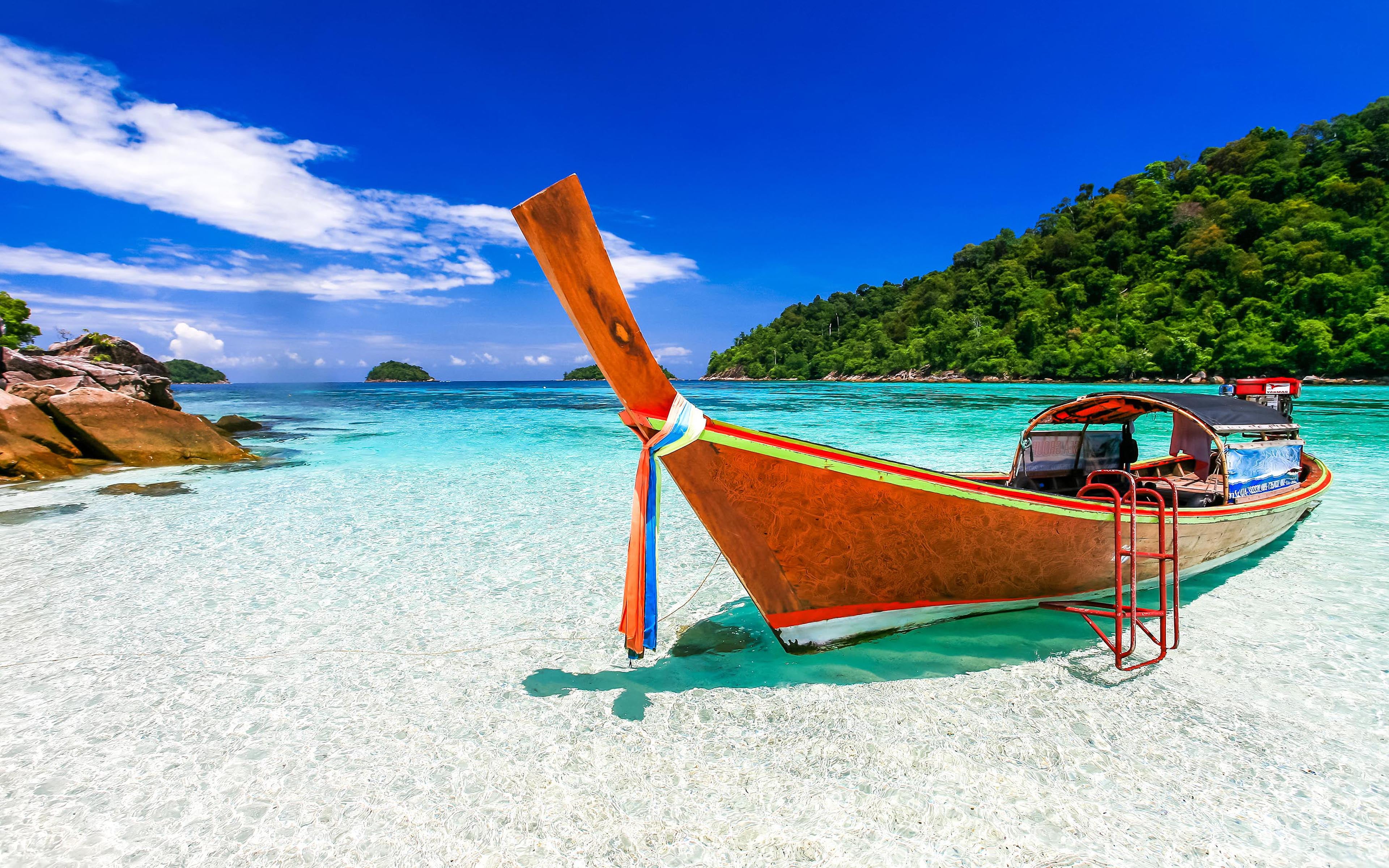 day, beach, lagoon, long, scenics - nature, hd, mode of transportation, no people, water, lipe, sea, desktop, turquoise colored, transportation, nautical vessel, HD Wallpaper