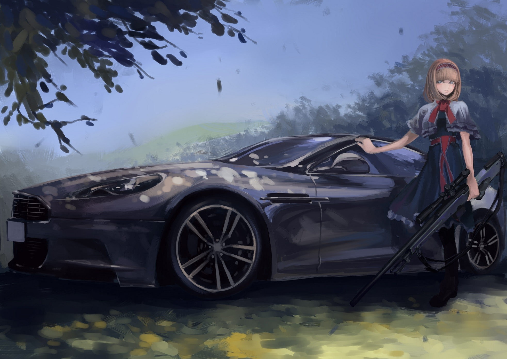 gun, Aston Martin, anime, 1080P, sniper rifle, koh, HD Wallpaper
