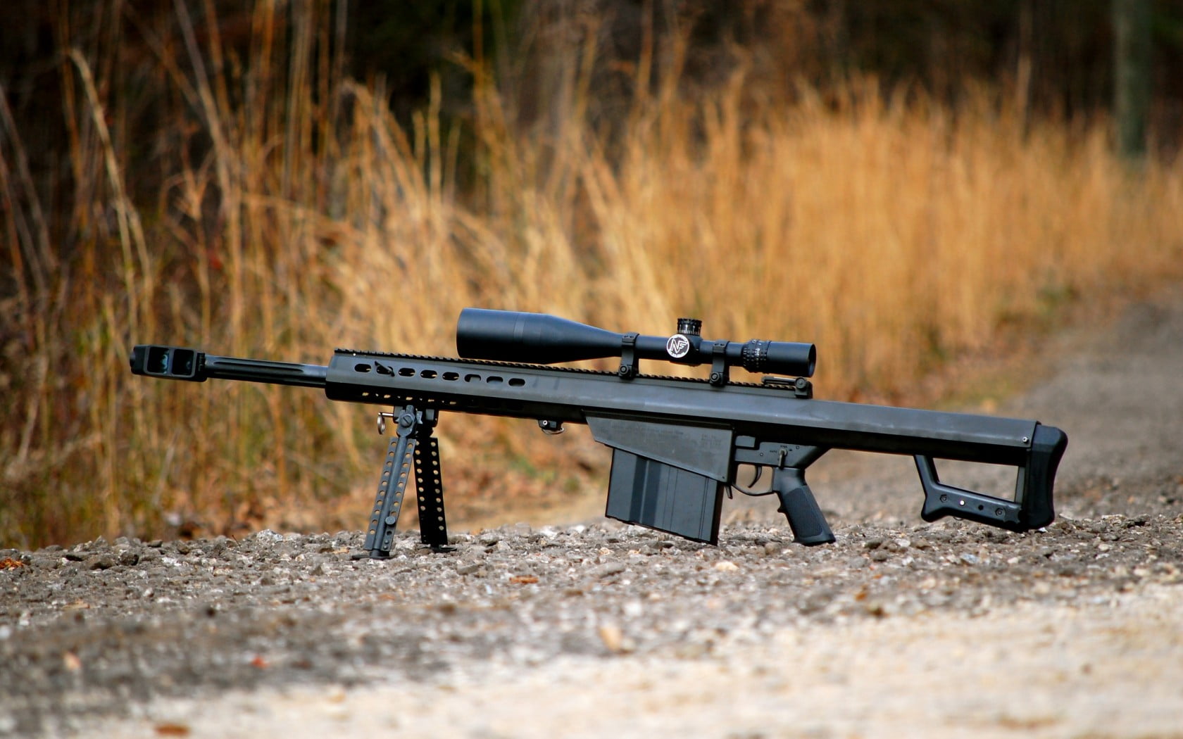 gun, seat, land, outdoors, army, military, barrett, assault, day, large, weapon, sign, War and Army, no people, cal, selective focus, fighting, field, HD Wallpaper