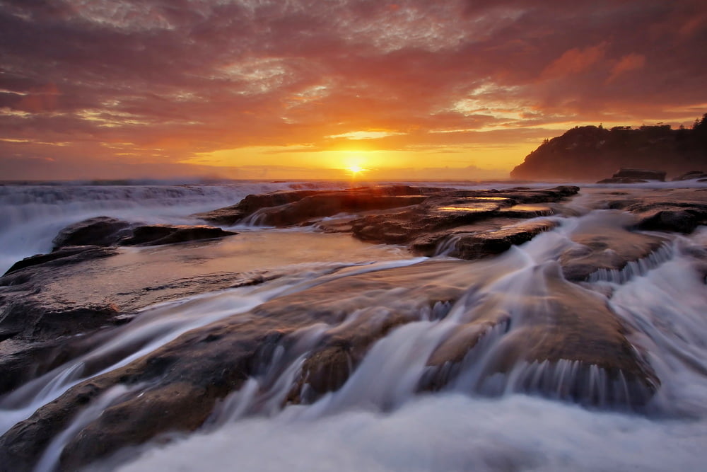 Manfrotto, body of water, rock - Object, water, sunset, Seascape, near, NSW, sky, outdoors, Canon, Cokin, sea, Archive, Australia, body, Waterscape, scenics, HD Wallpaper
