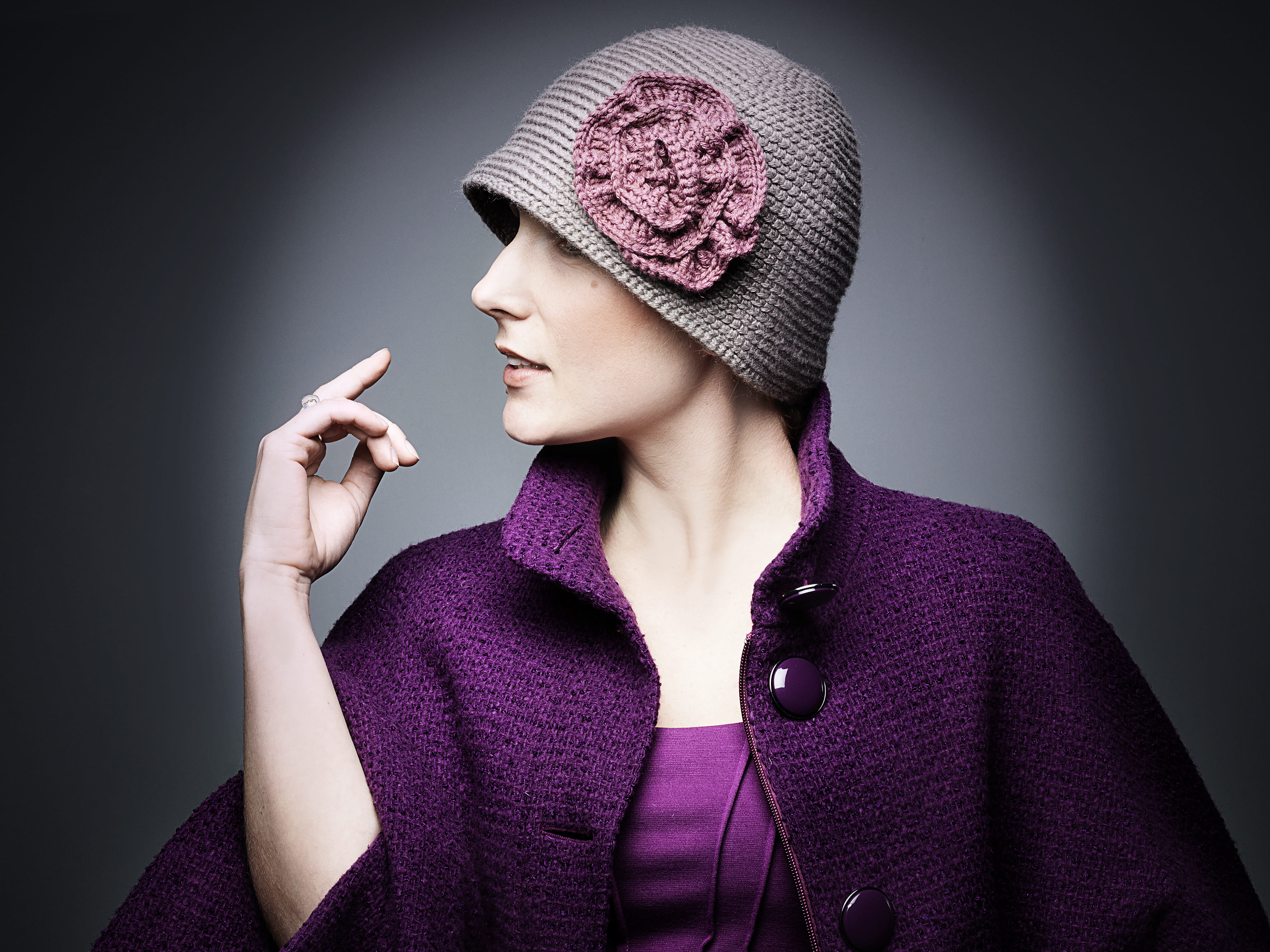 portrait, vintage, model, beauty, fashion, purple, beautiful woman, one person, violet, coat, beanie, unique, success, powerful, warm clothing, human, hat, HD Wallpaper