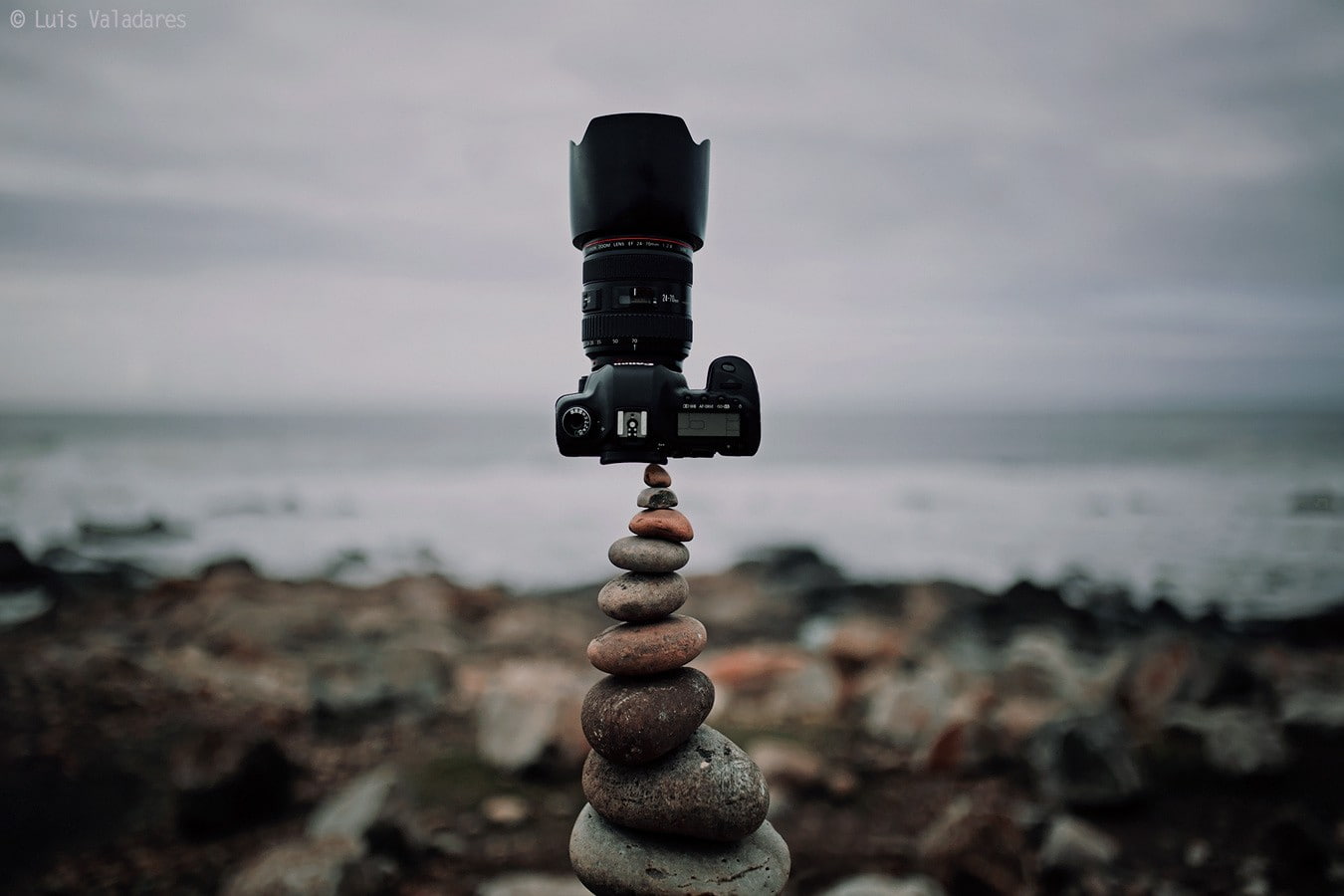 sea, symmetry, Canon, Photoshop, rocks, 720P, camera, photography, clouds, storm, nature, HD Wallpaper