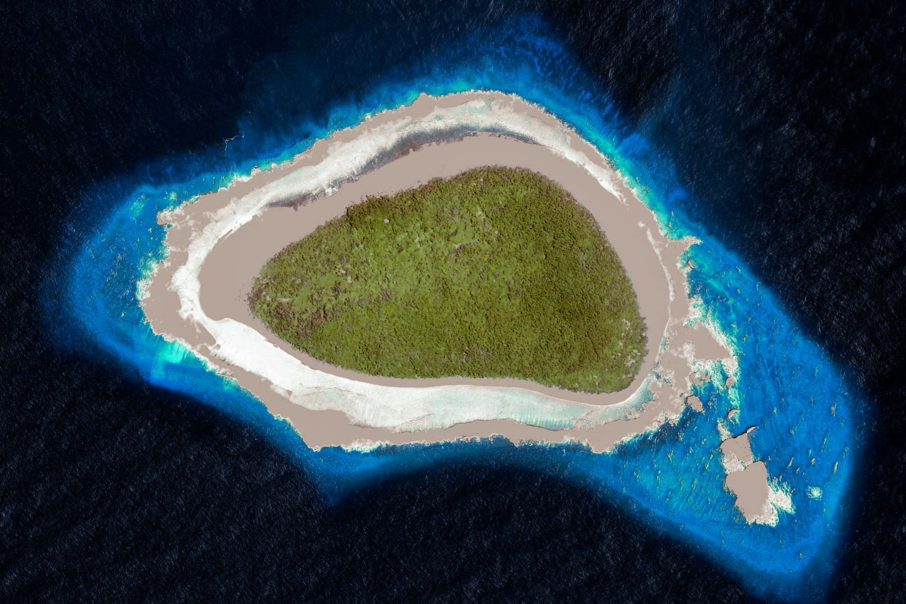 tree, green color, beach, landscape, tropical, nature, shape, blue, 720P, space, island, sand, sport, aerial view, clouds, sea, beauty in nature, no people, HD Wallpaper