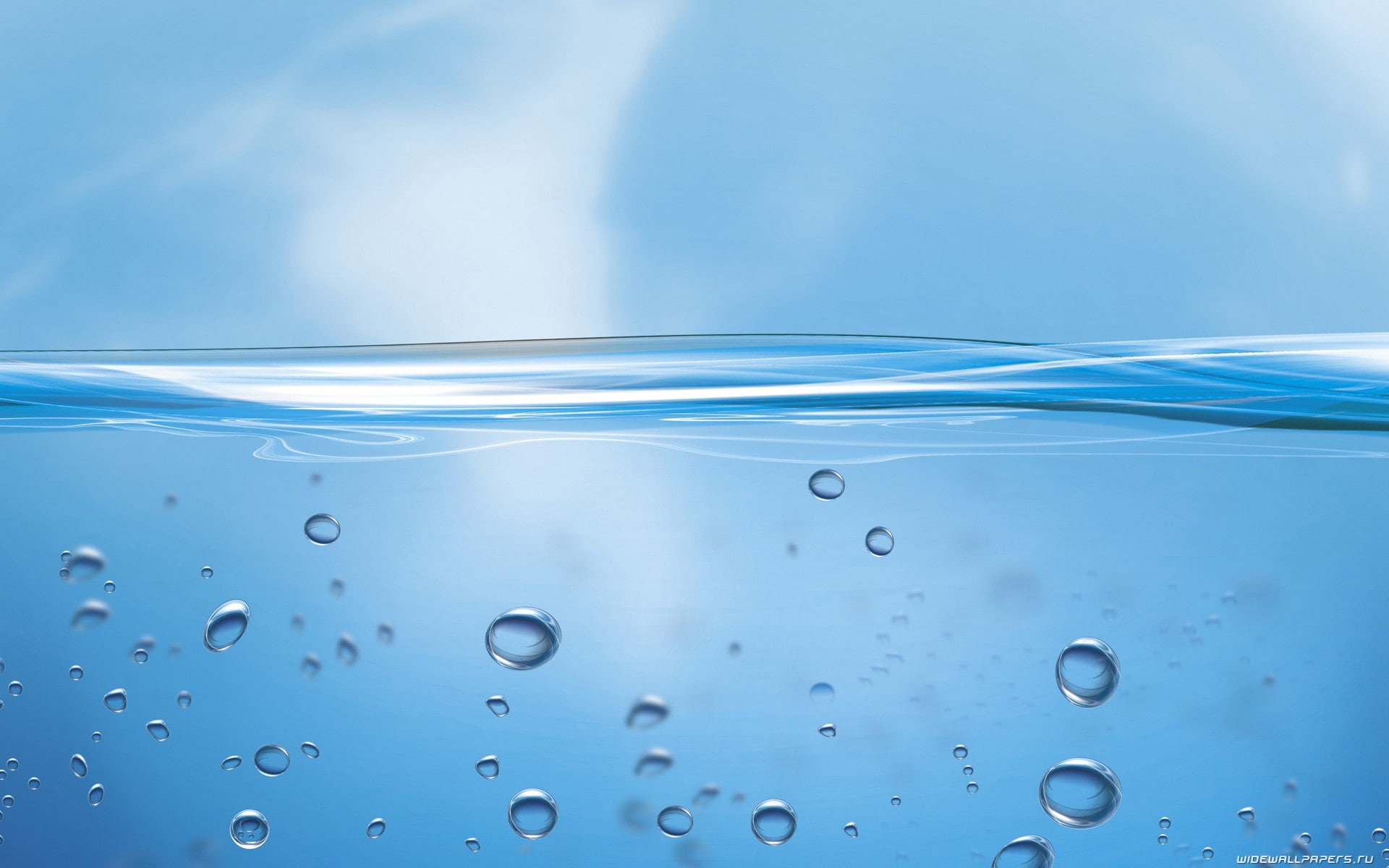blue, bubbles, cyan, water, liquid, digital art, 1080P, blue background, HD Wallpaper